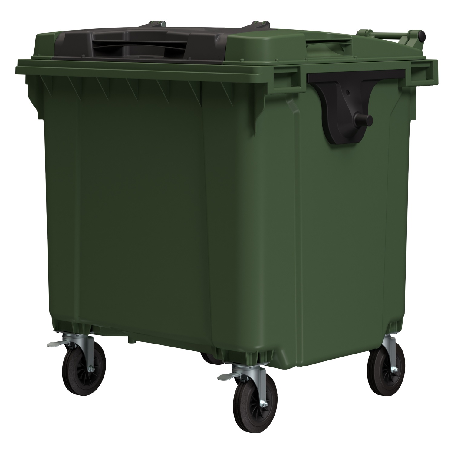 Мусорный контейнер 1100 л iPlast зелёный 4-х колёс. с зелёной крышкой и тёмно-серой крышкой TwinLid N2 (20.807.2)