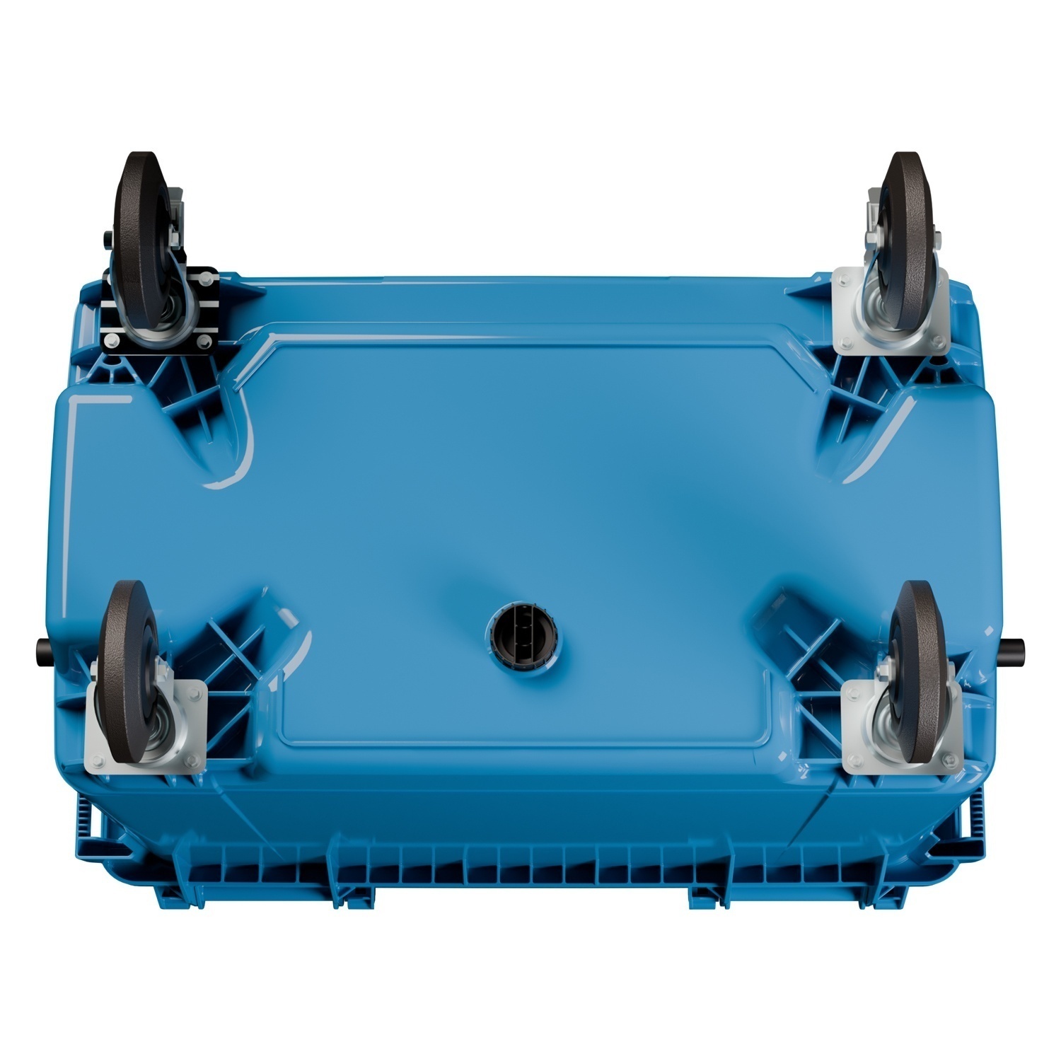 Мусорный контейнер 660 л iPlast тёмно-голубой 4-колёсный с тёмно-голубой крышкой