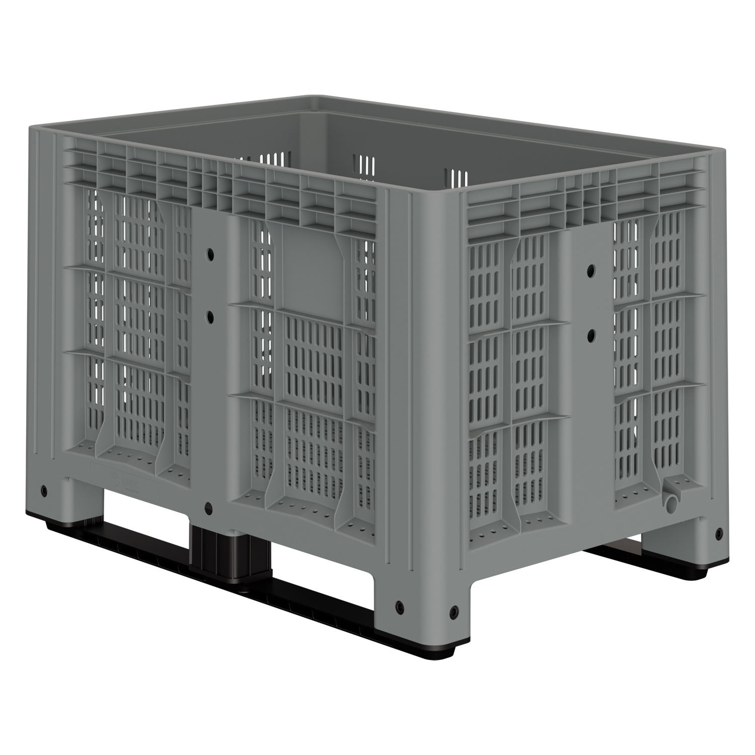 Большой контейнер 1200x800x800 мм iPlast iBOX светло-серый c перфорированными стенками и дном, на полозьях Большой контейнер 1200x800x800 мм iPlast iBOX светло-серый c перфорированными стенками и дном, на полозьях