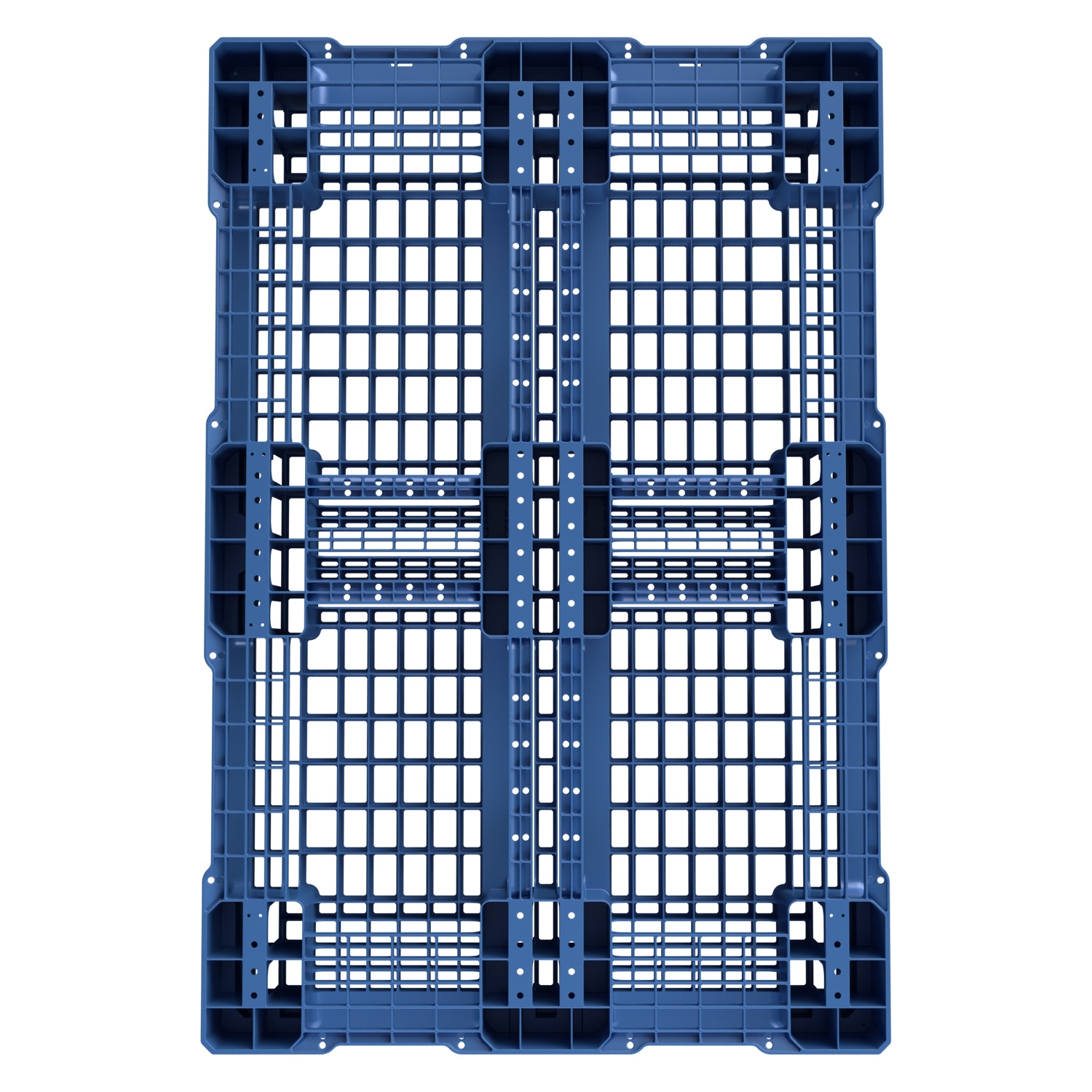 Пластиковый паллет 1210x810x150 мм iPlast голубой перфорированный на 6 полозьях с бортиком