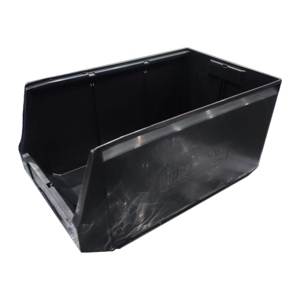 Уценённый складской лоток Logic Store 500х300х250 мм iPlast чёрный ЭКО с отверст. для перегородок N1 (12.407.1)