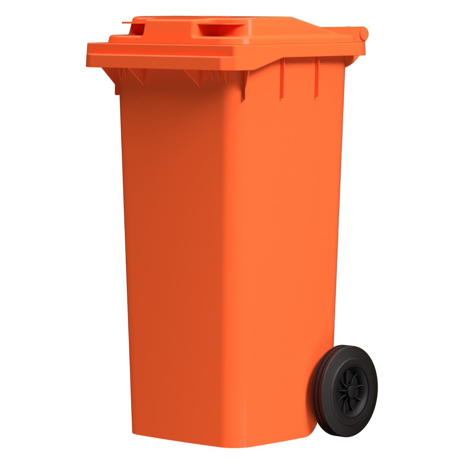 Мусорный контейнер 120 л iPlast оранжевый 2-колёсный (д. 200 мм) с оранжевой крышкой