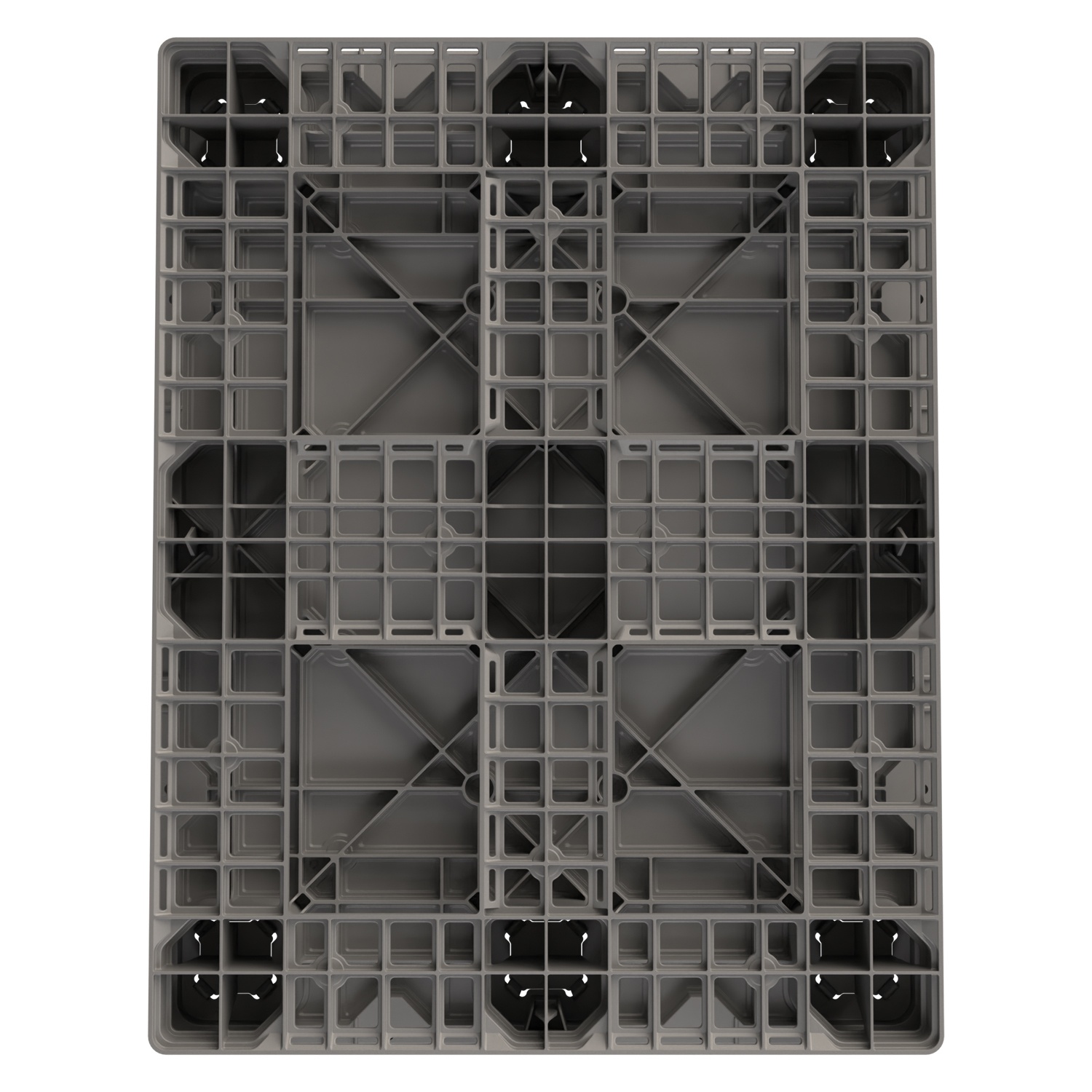 Пластиковый паллет 1470x1140x180 мм iPlast серый сплошной на 3 полозьях