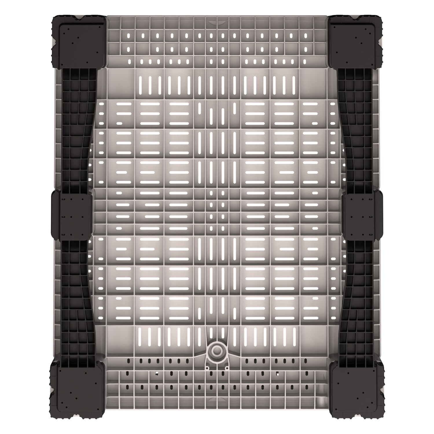 Большой контейнер 1200x1000x780 мм iPlast iBOX светло-серый c перфорированными стенками и дном, на полозьях