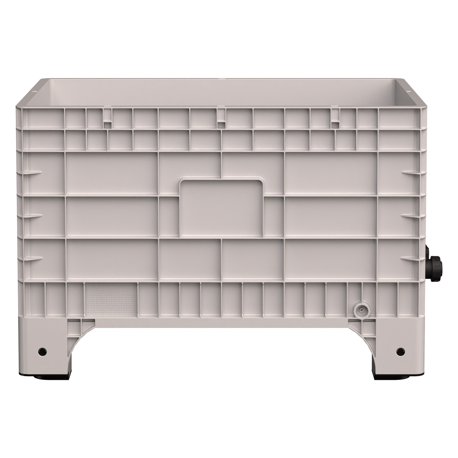 Большой контейнер 1020х640х675 мм iPlast iBOX светло-серый со сплош. стенками и дном, на ножках с краном 1 дюйм