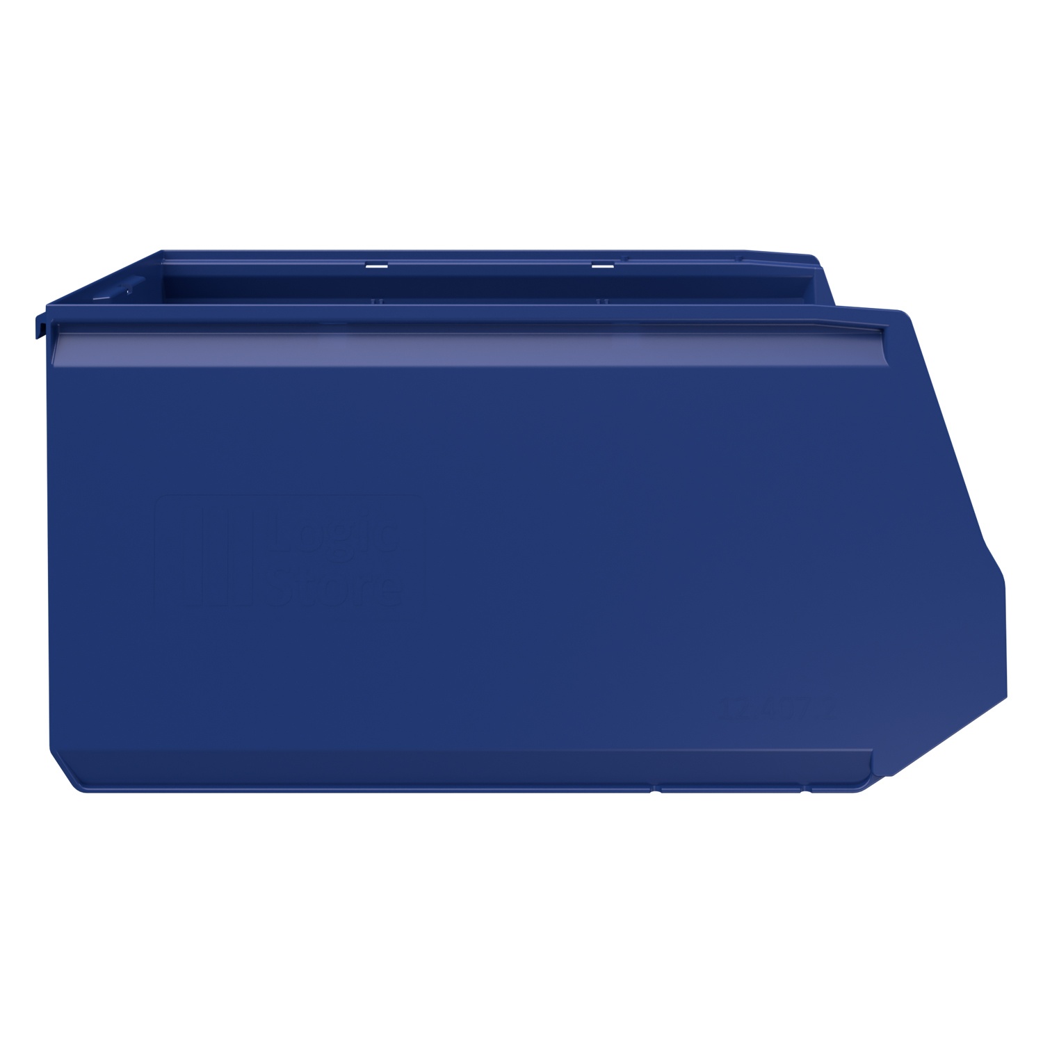 Складской лоток Logic Store 500х300х250 мм iPlast синий индиго с отверстиями для перегородок и наклейкой сбоку