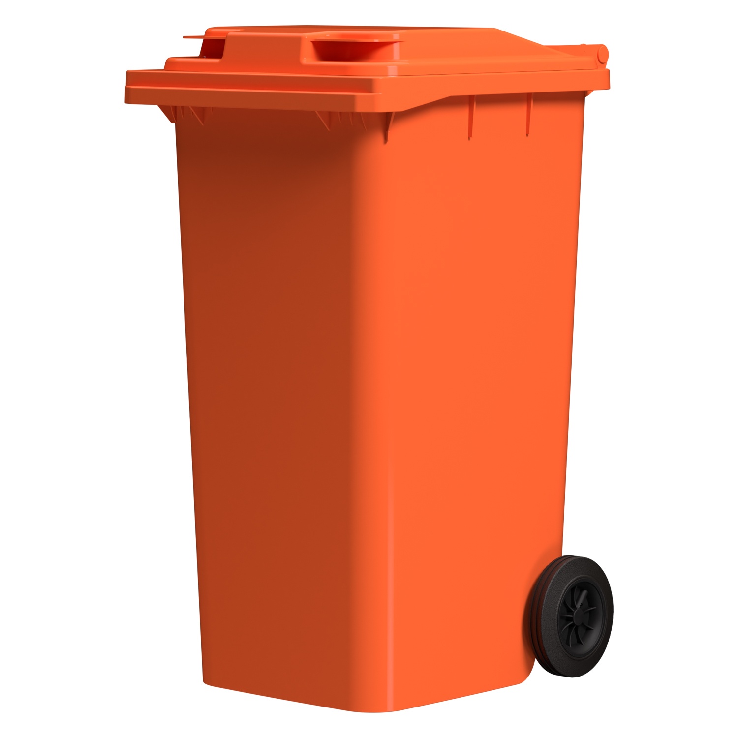 Мусорный контейнер 240 л iPlast оранжевый 2-колёсный (д. 200 мм) с оранжевой полипропиленовой крышкой