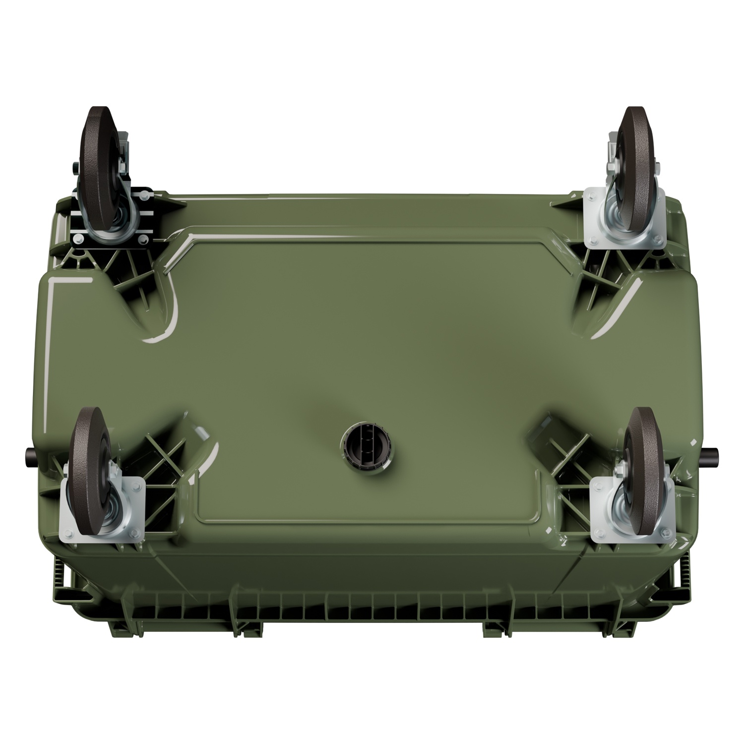 Мусорный контейнер 660 л iPlast зелёный 4-колёсный с зелёной крышкой