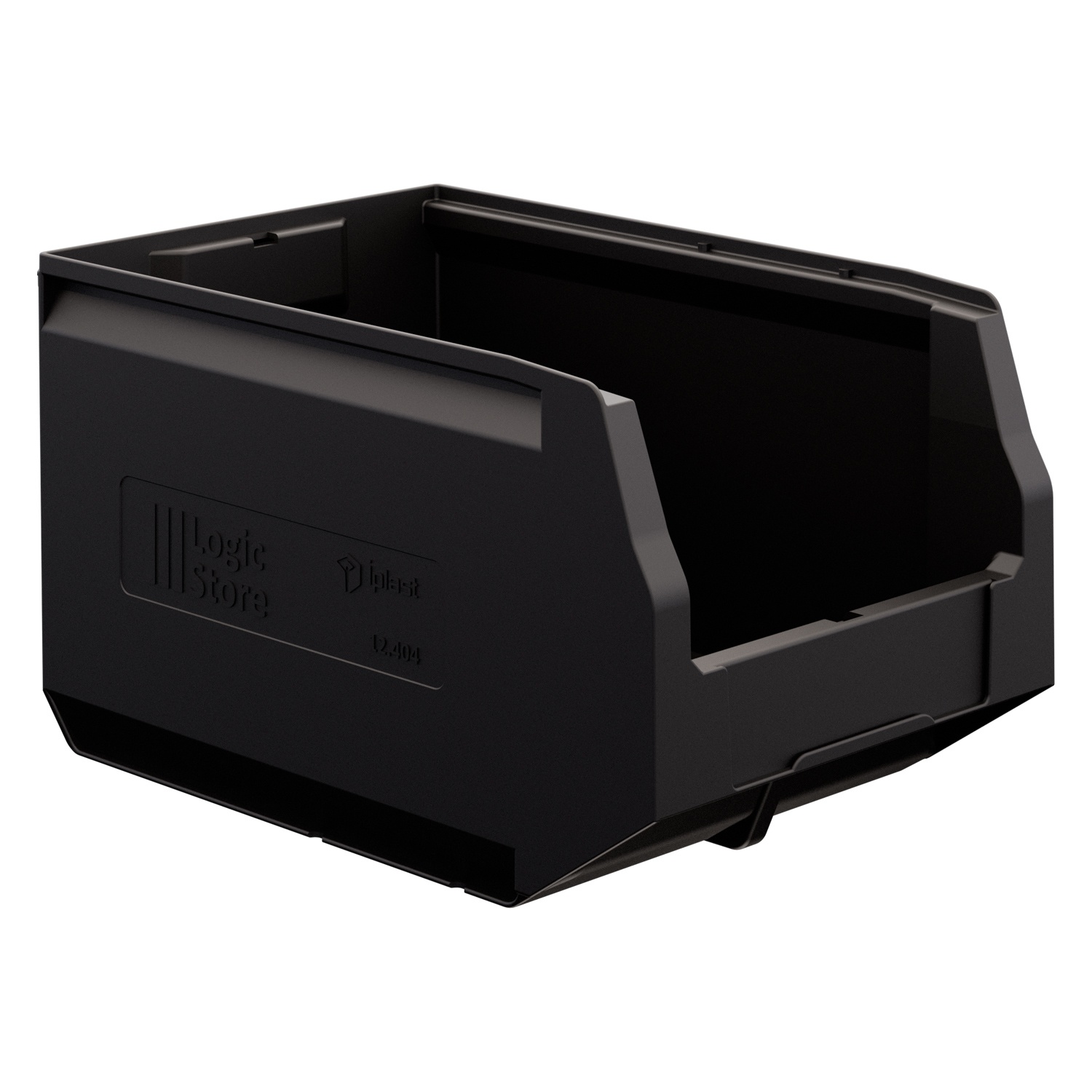 Складской лоток Logic Store 350x225x200 мм iPlast чёрный ЭКО с отверстиями для продольной перегородки