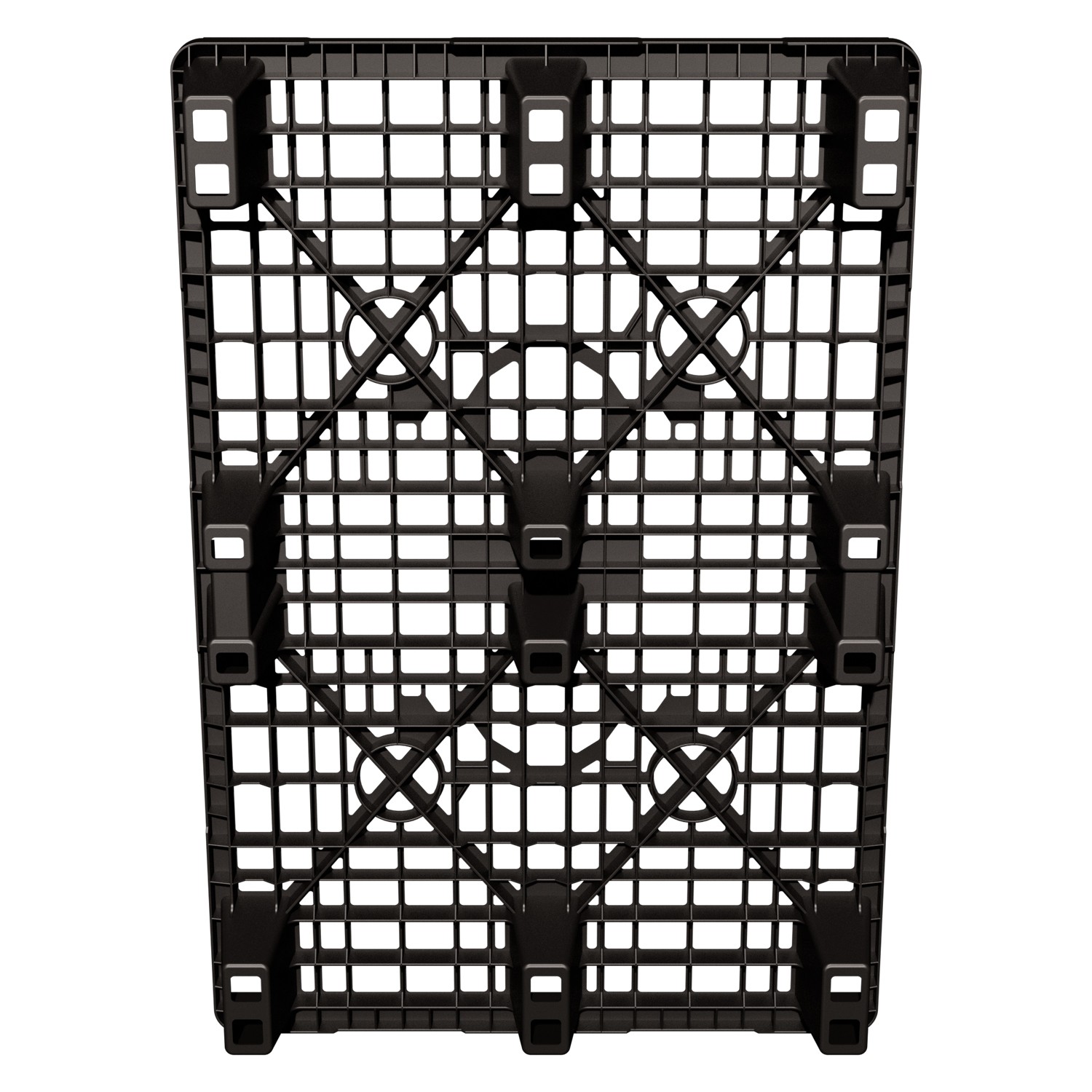Пластиковый паллет 1200x800x140 мм iPlast чёрный ЭКО перфорированный на ножках с бортиком
