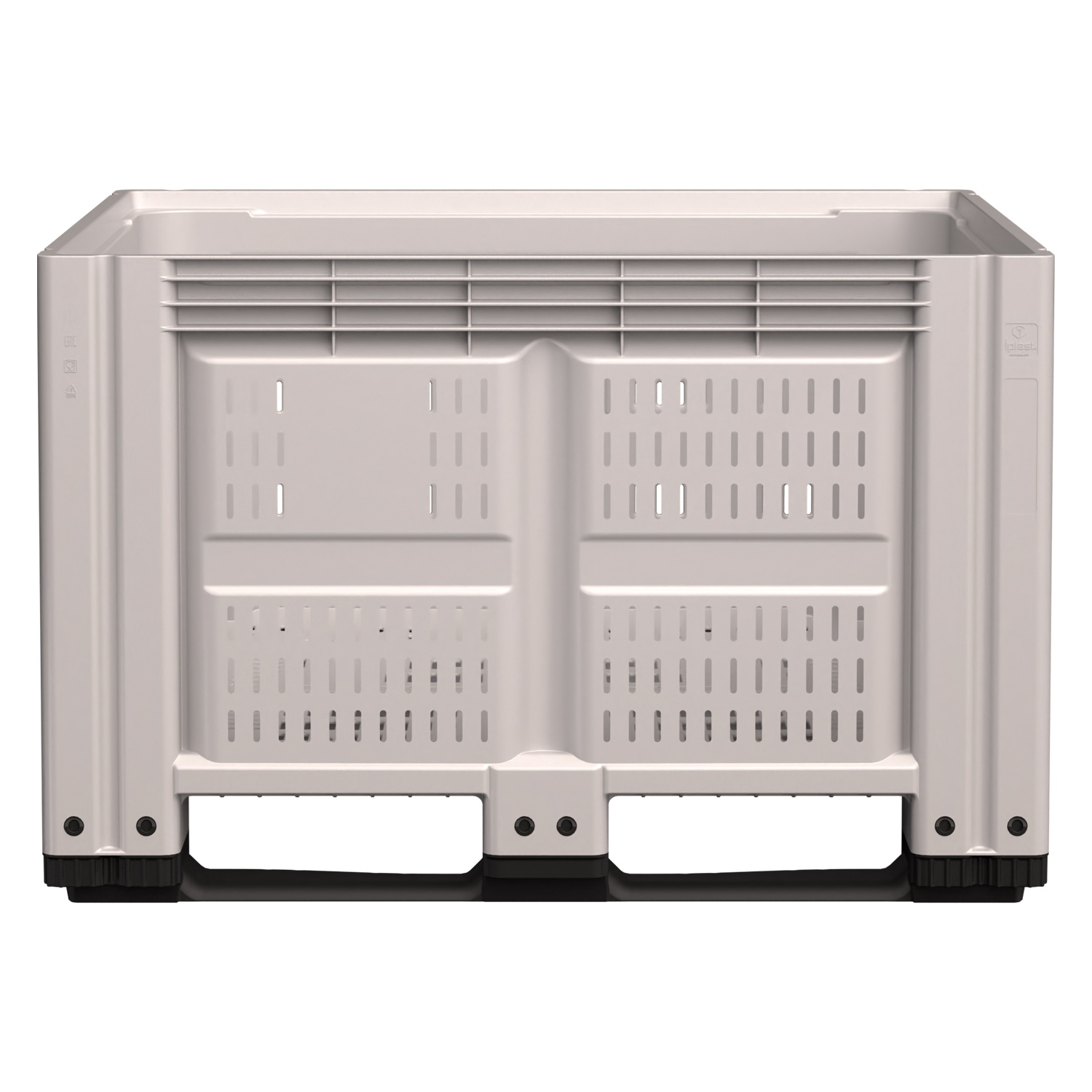 Большой контейнер 1200x1000x780 мм iPlast iBOX светло-серый c перфорированными стенками и дном, на полозьях