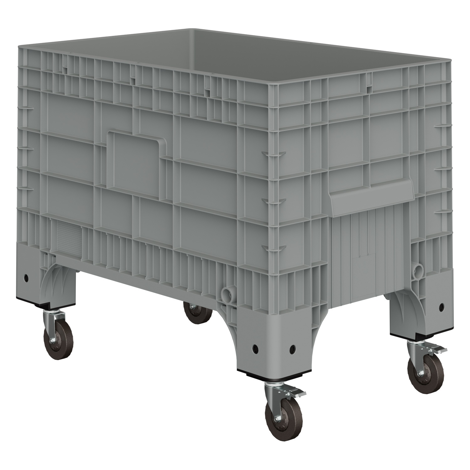 Большой контейнер 1020x640x810 мм iPlast iBOX светло-серый со сплошными стенками и дном, на колёсах