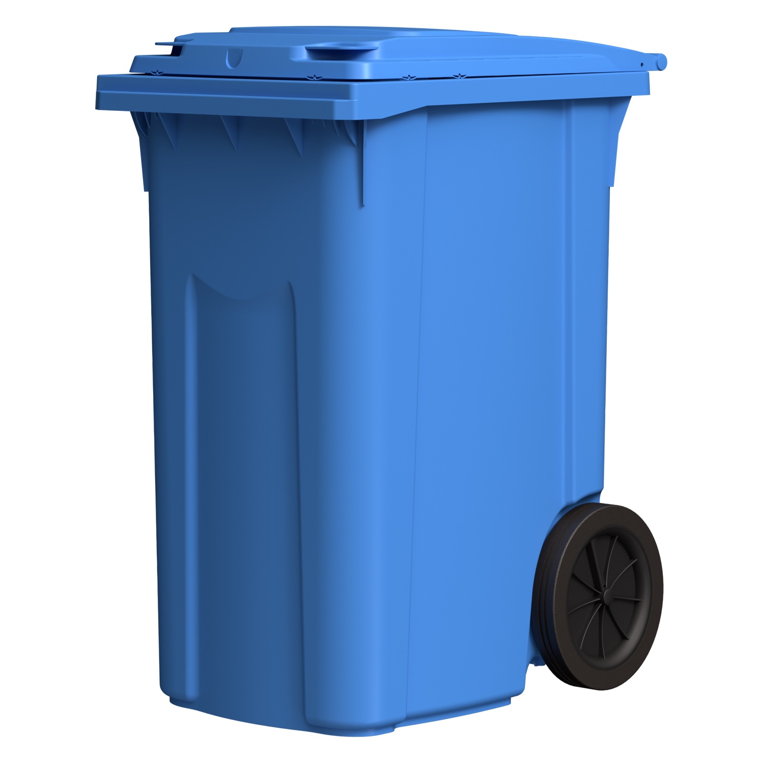 Мусорный контейнер 360 л iPlast тёмно-голубой 2-колёсный (д. 300 мм) с тёмно-голубой крышкой