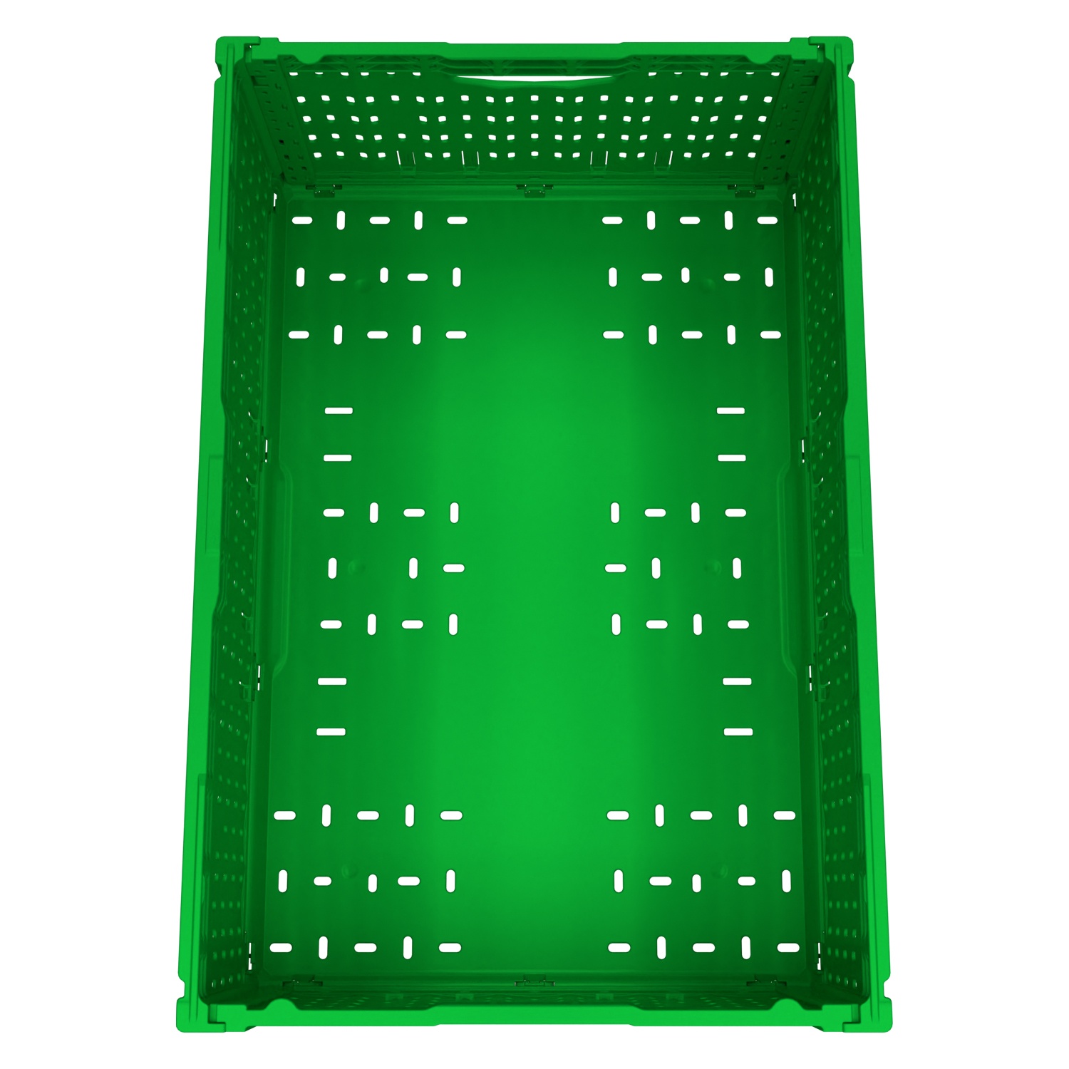 Складной ящик FC-6422 600х400х220 мм iPlast салатовый перфорированный Складной ящик FC-6422 600х400х220 мм iPlast салатовый перфорированный