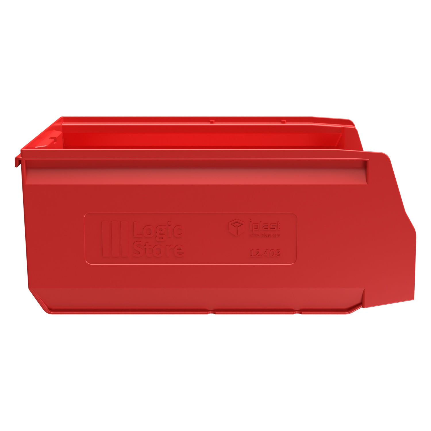 Складской лоток Logic Store 350x225x150 мм iPlast красный с отверстиями для продольной перегородки