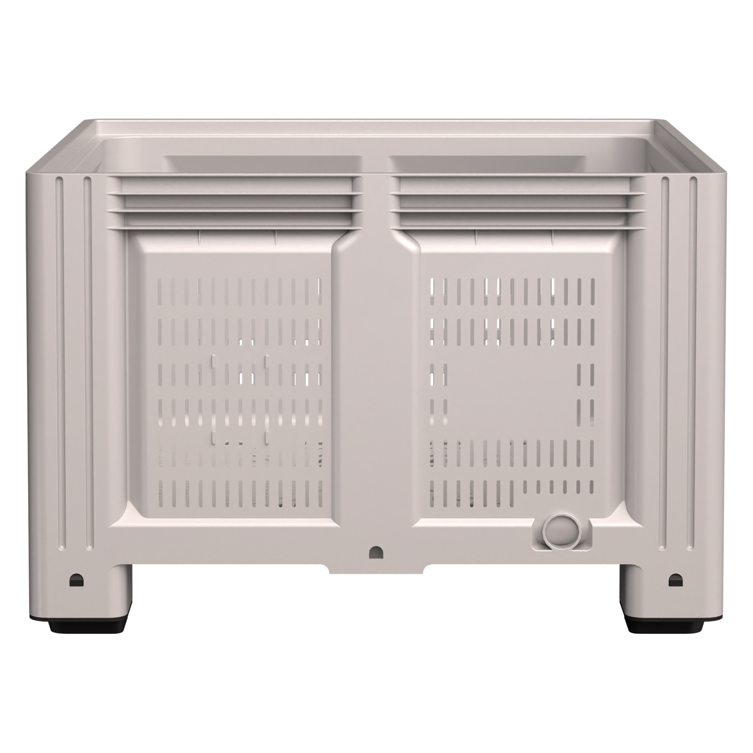 Большой контейнер 1130x1130x760 мм iPlast iBOX светло-серый c перфорированными стенками и дном, на ножках