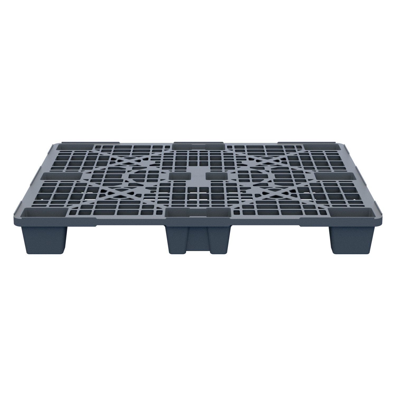 Пластиковый паллет 1200x800x140 мм iPlast серый перфорированный на ножках с бортиком