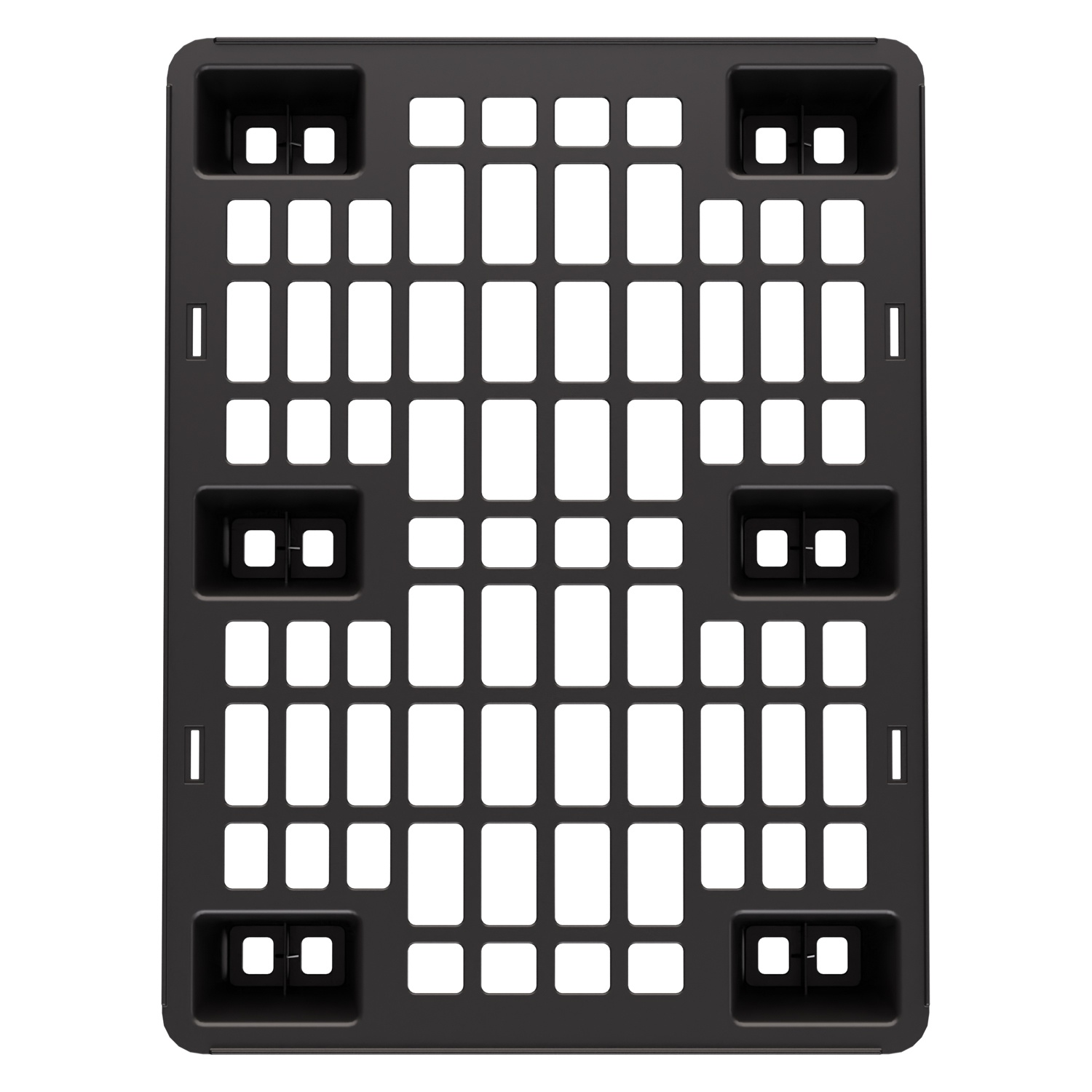 Пластиковый паллет 800x600x135 мм iPlast чёрный ЭКО перфорированный на ножках с бортиком