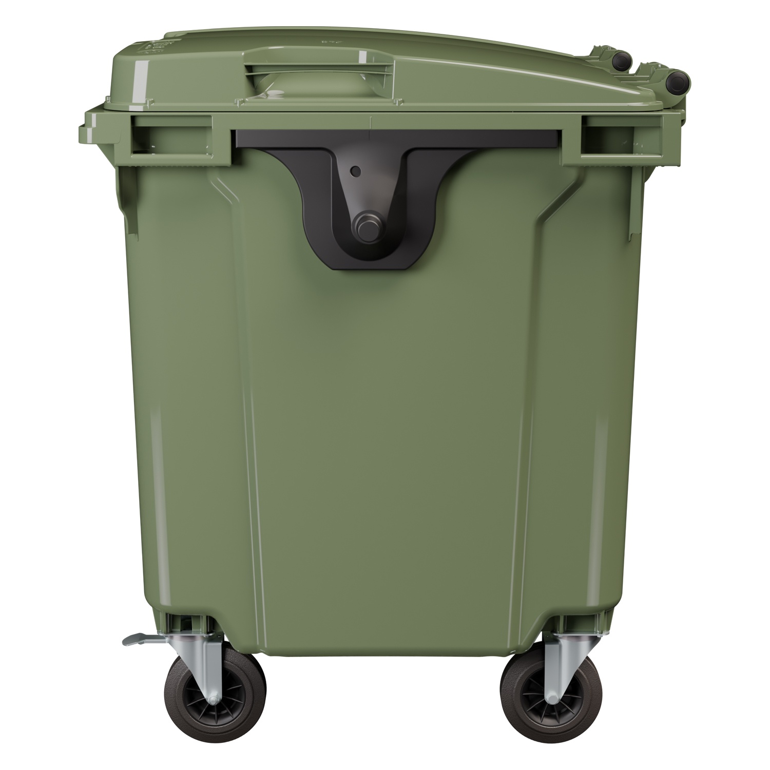 Мусорный контейнер 1100 л iPlast зелёный 4-колёсный с зелёной крышкой N1 (20.807.1)