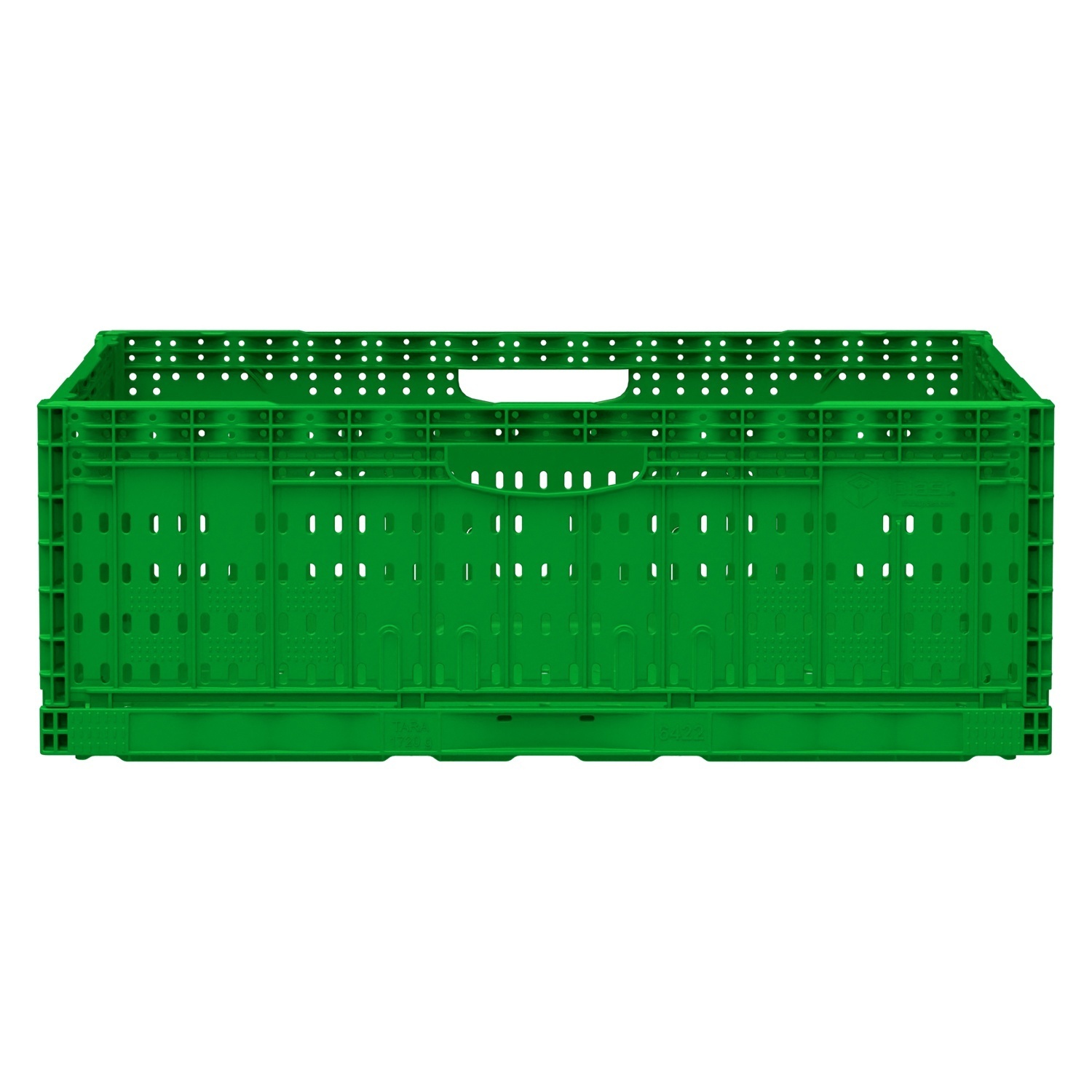Складной ящик FC-6422 600х400х220 мм iPlast салатовый перфорированный Складной ящик FC-6422 600х400х220 мм iPlast салатовый перфорированный