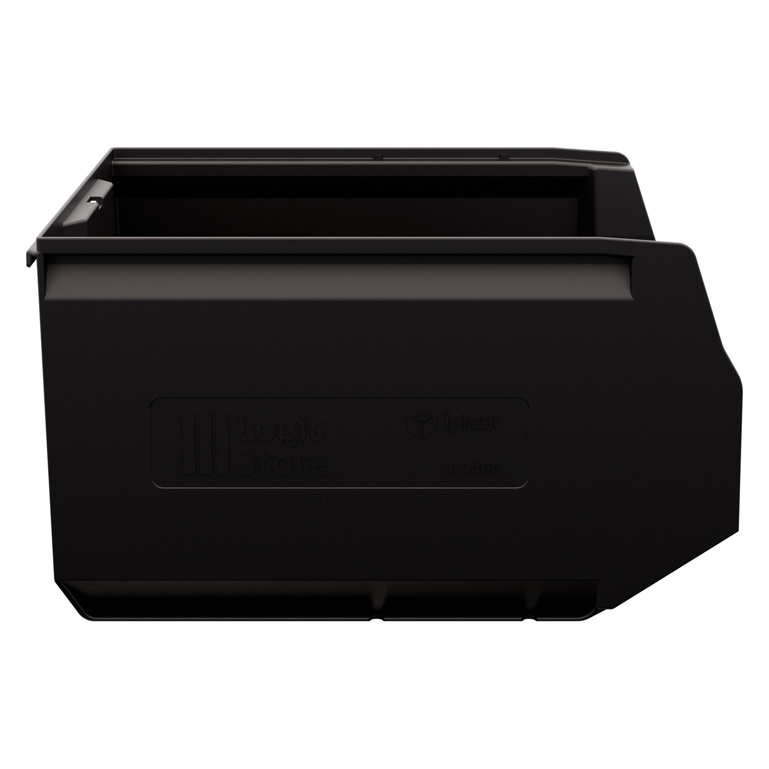 Складской лоток Logic Store 350x225x200 мм iPlast чёрный ЭКО с отверстиями для продольной перегородки