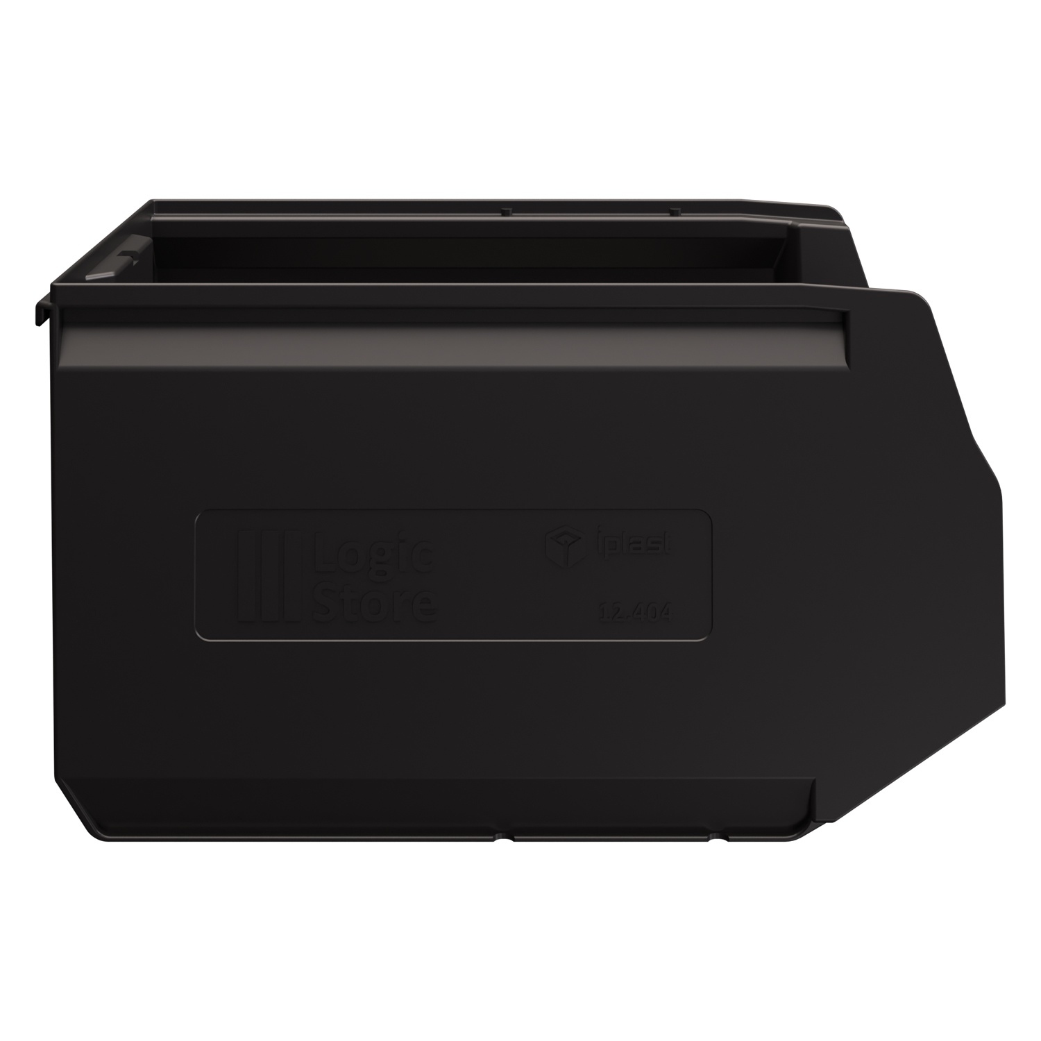 Складской лоток Logic Store 350x225x200 мм iPlast чёрный ЭКО с отверстиями для продольной перегородки