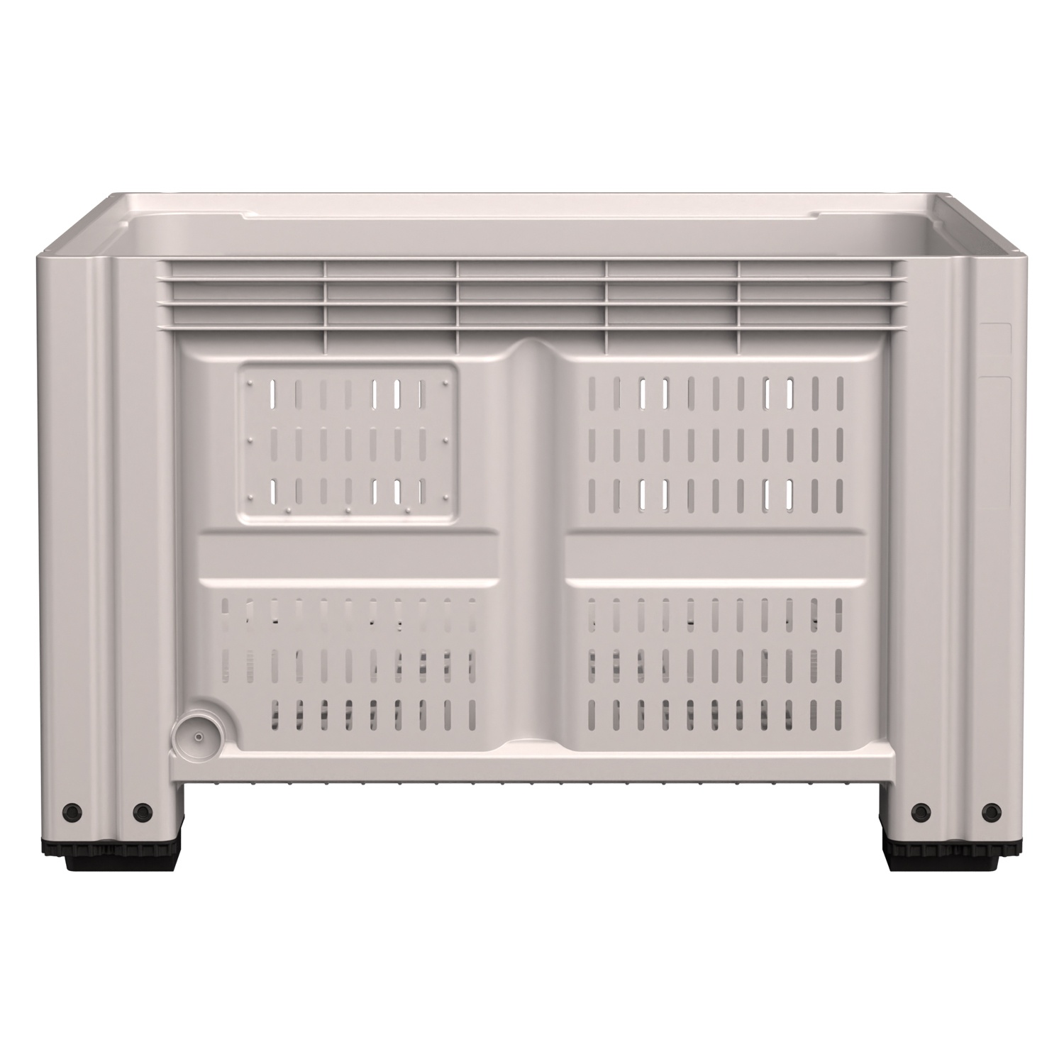 Большой контейнер 1200x1000x760 мм iPlast iBOX светло-серый c перфорированными стенками и дном, на ножках Большой контейнер 1200x1000x760 мм iPlast iBOX светло-серый c перфорированными стенками и дном, на ножках