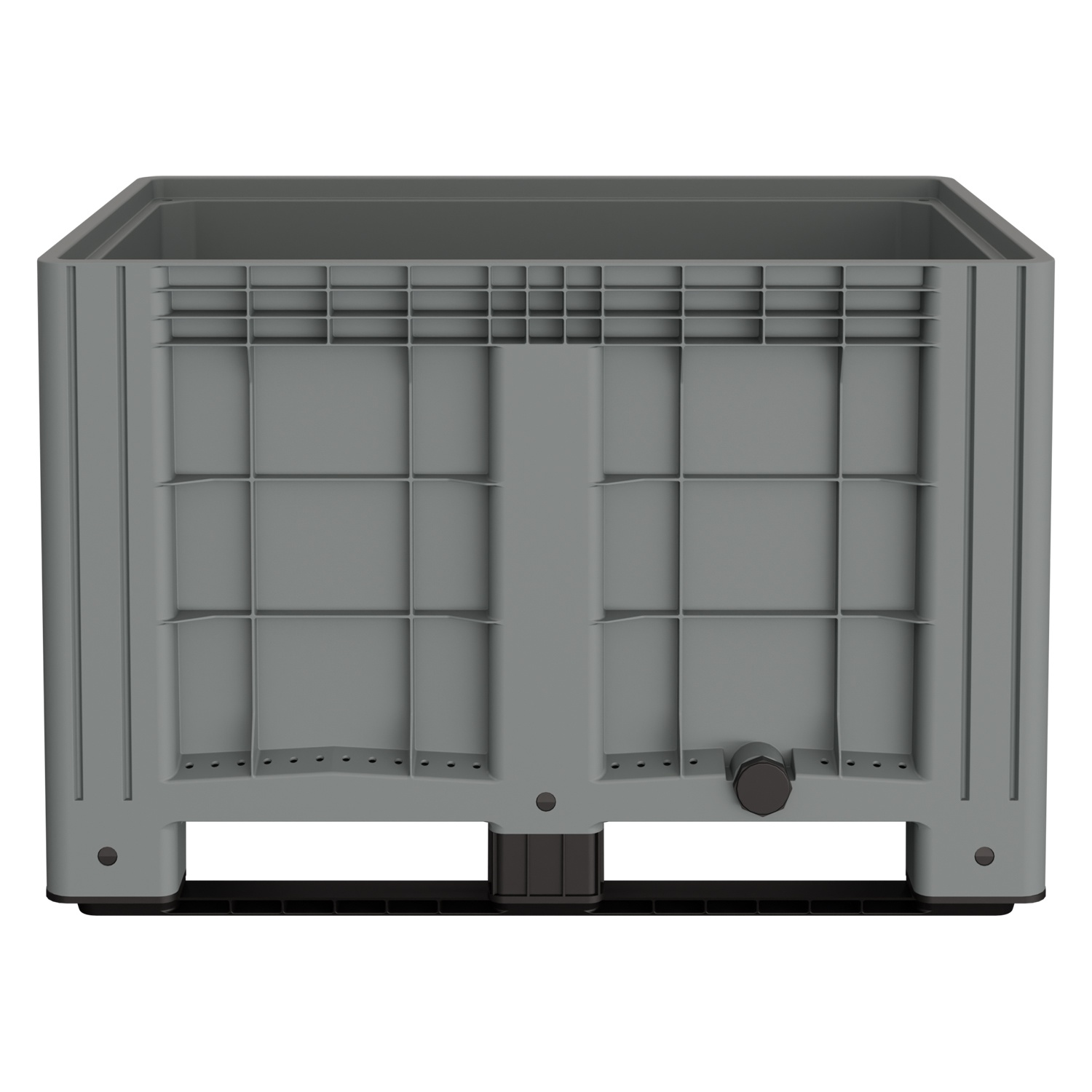 Большой контейнер 1200х800х800 мм iPlast iBOX светло-серый со сплош. стенками, дном на полозьях с пробкой 2 дюйма