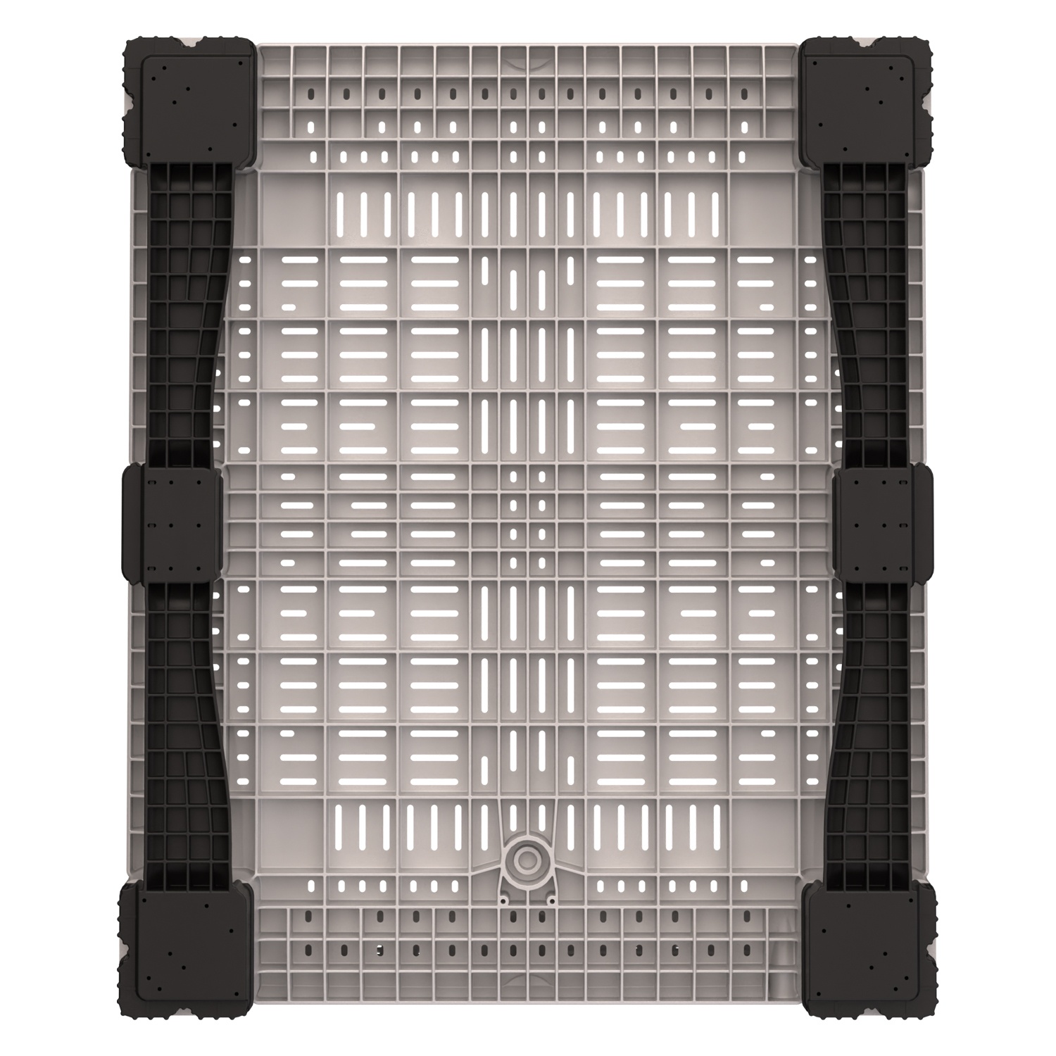 Большой контейнер 1200x1000x780 мм iPlast iBOX светло-серый c перфорированными стенками и дном, на полозьях Большой контейнер 1200x1000x780 мм iPlast iBOX светло-серый c перфорированными стенками и дном, на полозьях