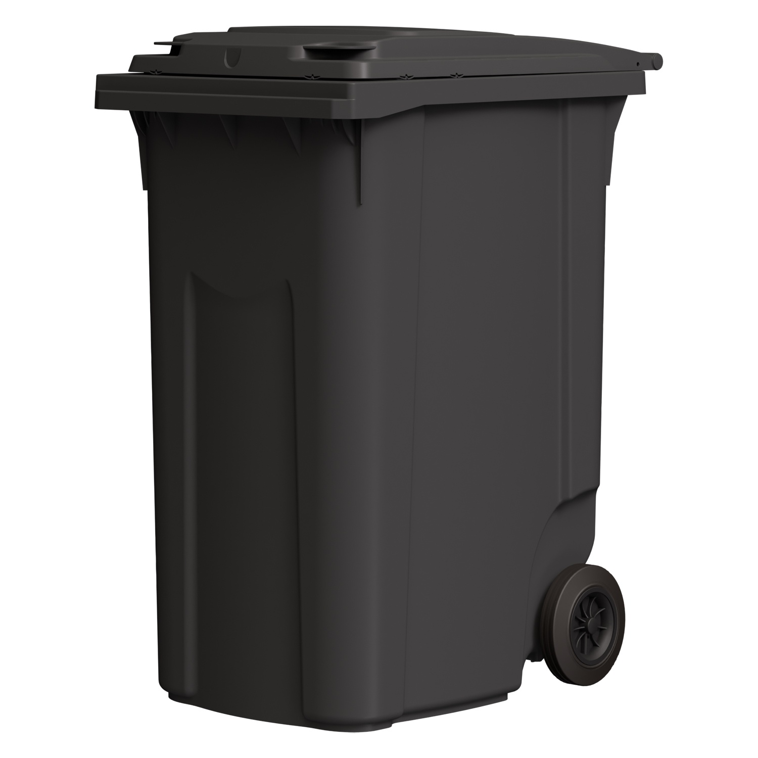 Мусорный контейнер 360 л iPlast тёмно-серый 2- колёсный (д. 200 мм) с тёмно-серой крышкой