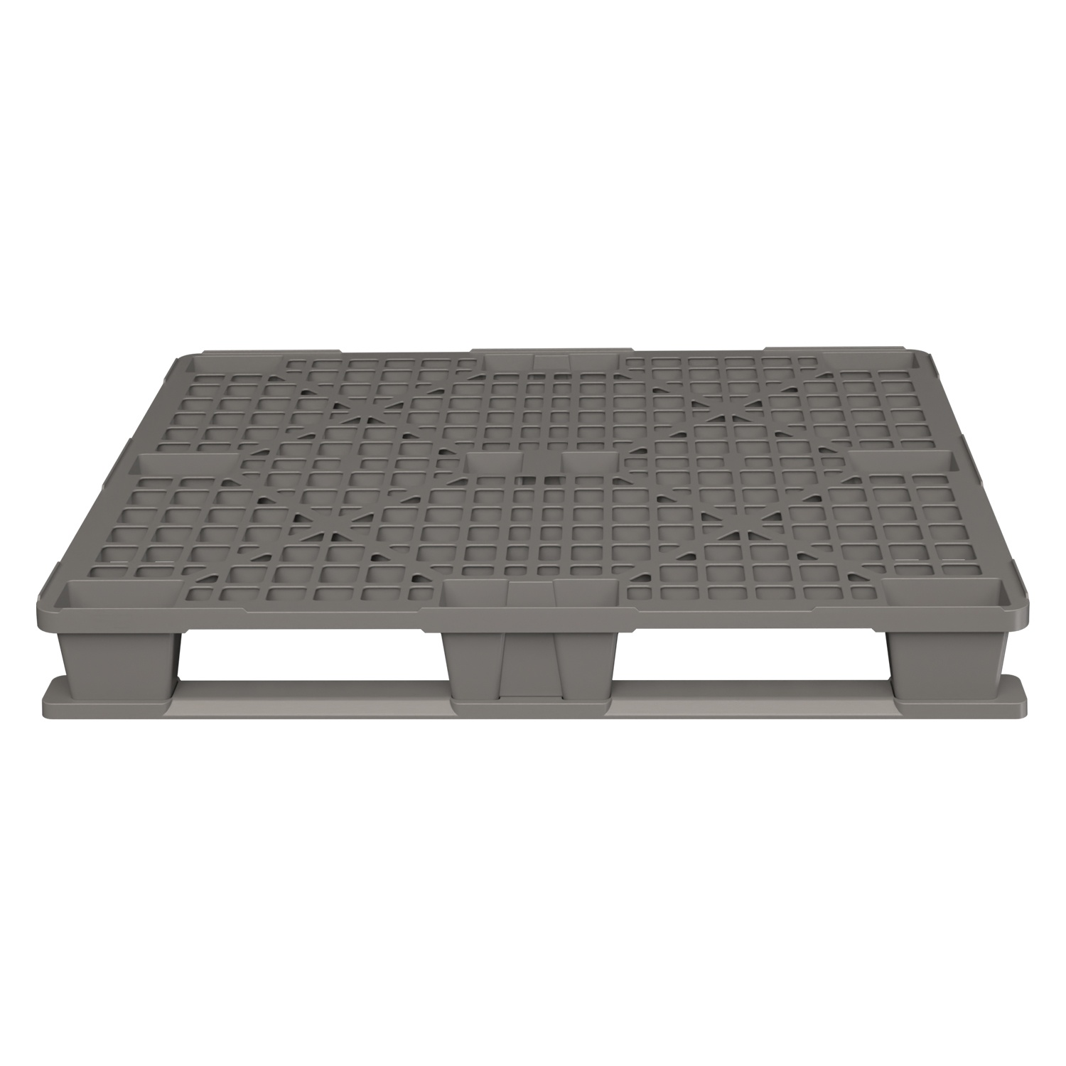 Пластиковый паллет 1200x1000x145 мм iPlast серый перфорированный на 2 полозьях с бортиком