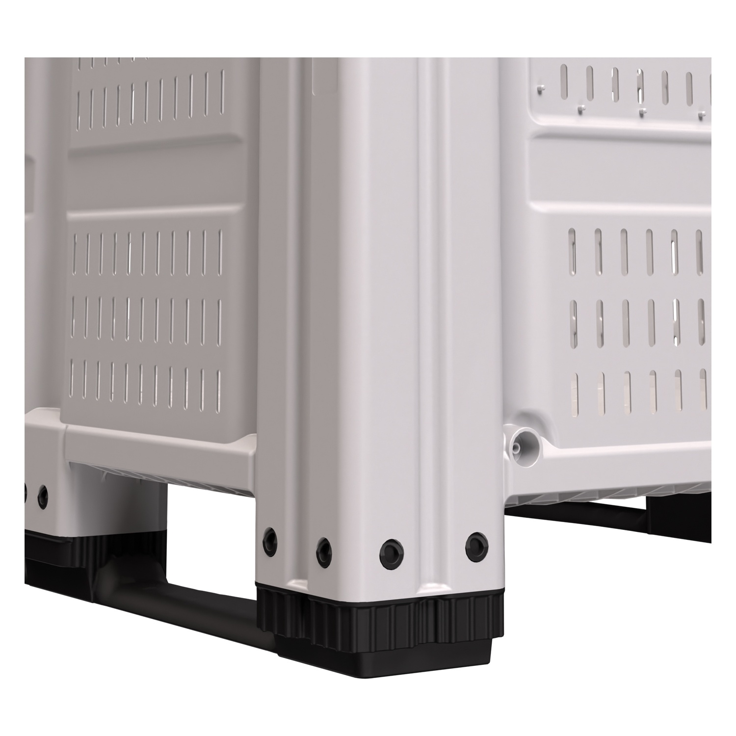 Большой контейнер 1200x1000x780 мм iPlast iBOX светло-серый c перфорированными стенками и дном, на полозьях