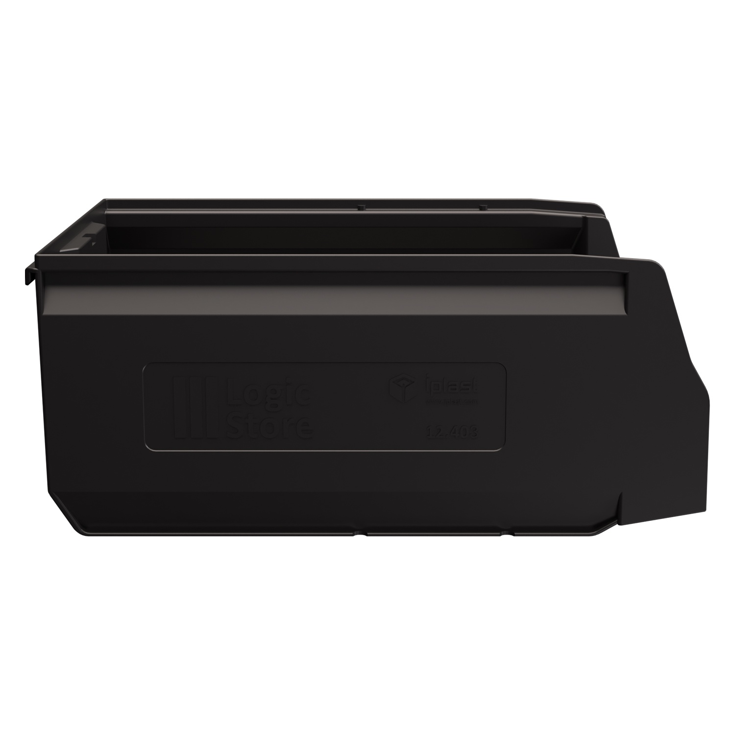 Складской лоток Logic Store 350x225x150 мм iPlast чёрный ЭКО с отверстиями для продольной перегородки