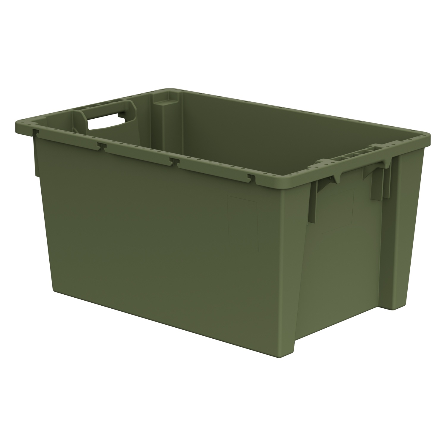 Поворотно-вкладываемый контейнер INSTORE KD-6430.2 600х400х300 мм iPlast зелёный ЭКО со сплошными стенками, дном и зацепами для пакетов