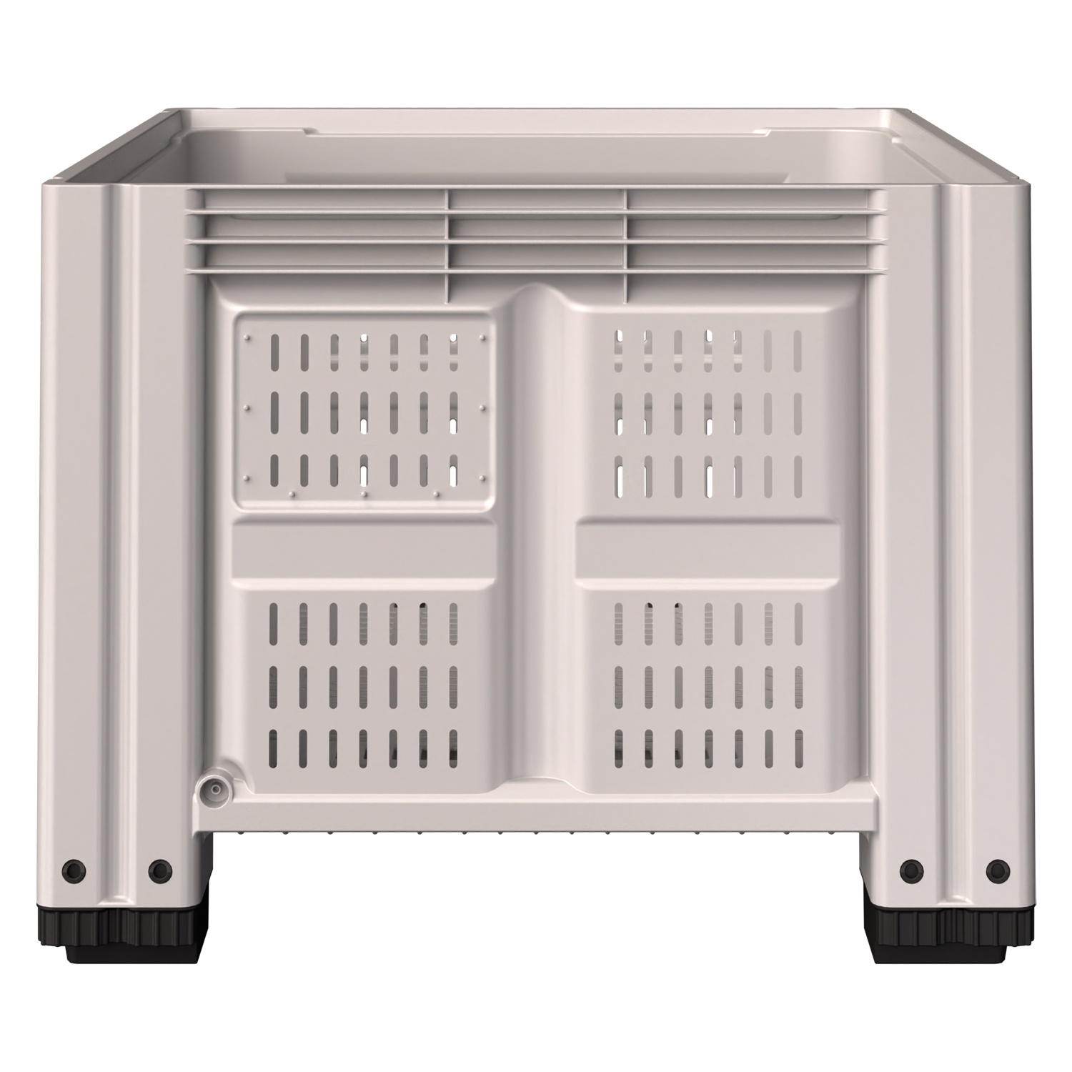 Большой контейнер 1200x1000x780 мм iPlast iBOX светло-серый c перфорированными стенками и дном, на полозьях