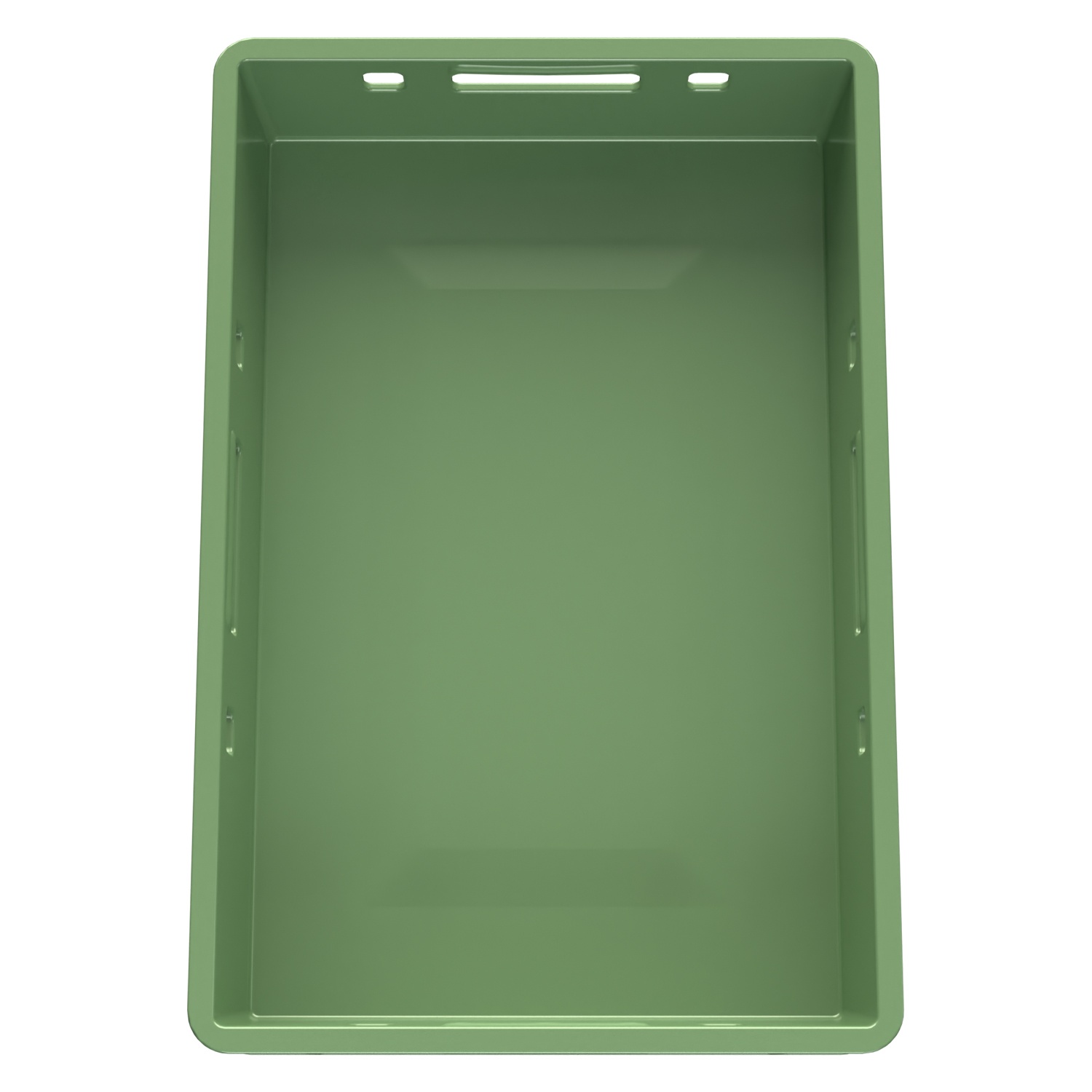 Пищевой ящик универсальный E1 FK-6412 600х400х120 мм iPlast зелёный ЭКО со сплошными стенками и дном