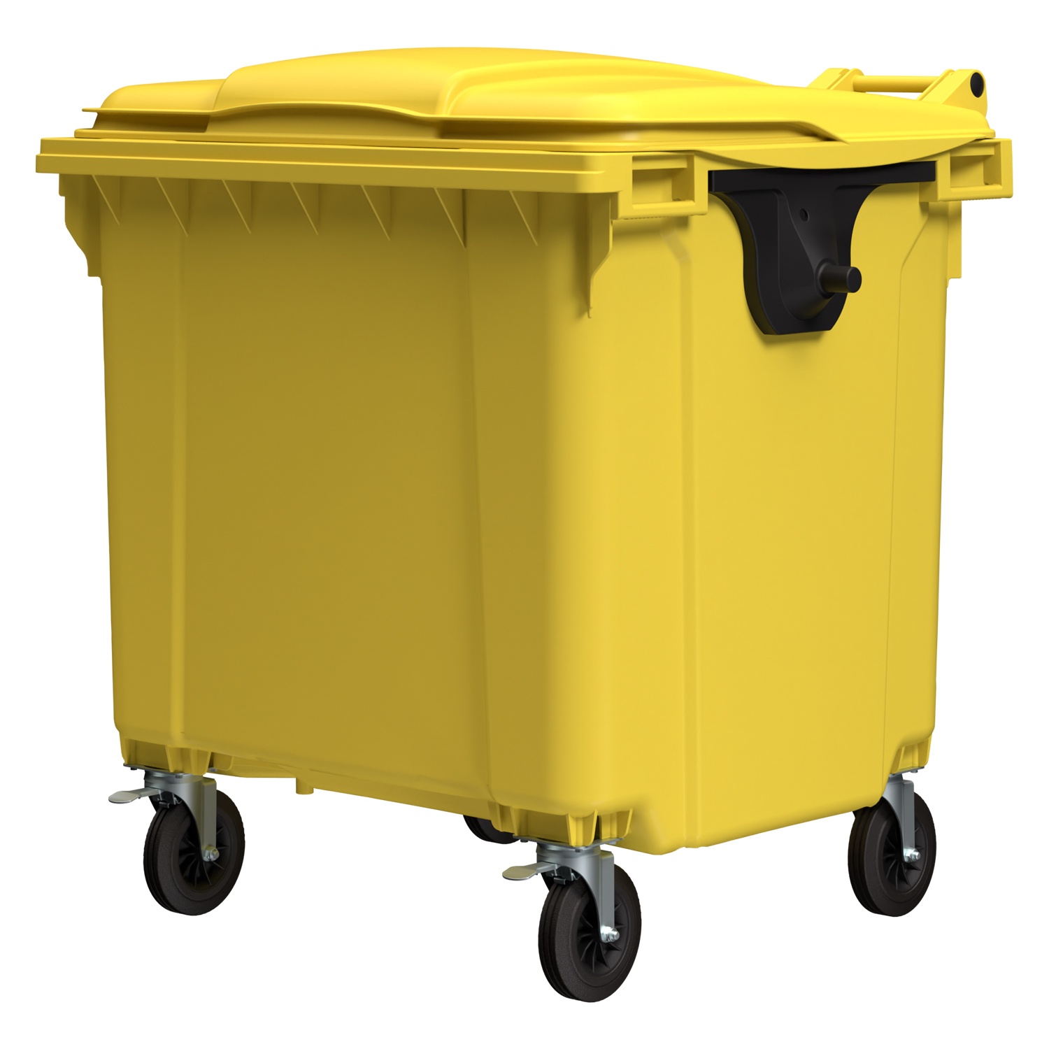 Мусорный контейнер 1100 л iPlast жёлтый 4-колёсный с жёлтой крышкой N2 (20.807.2)