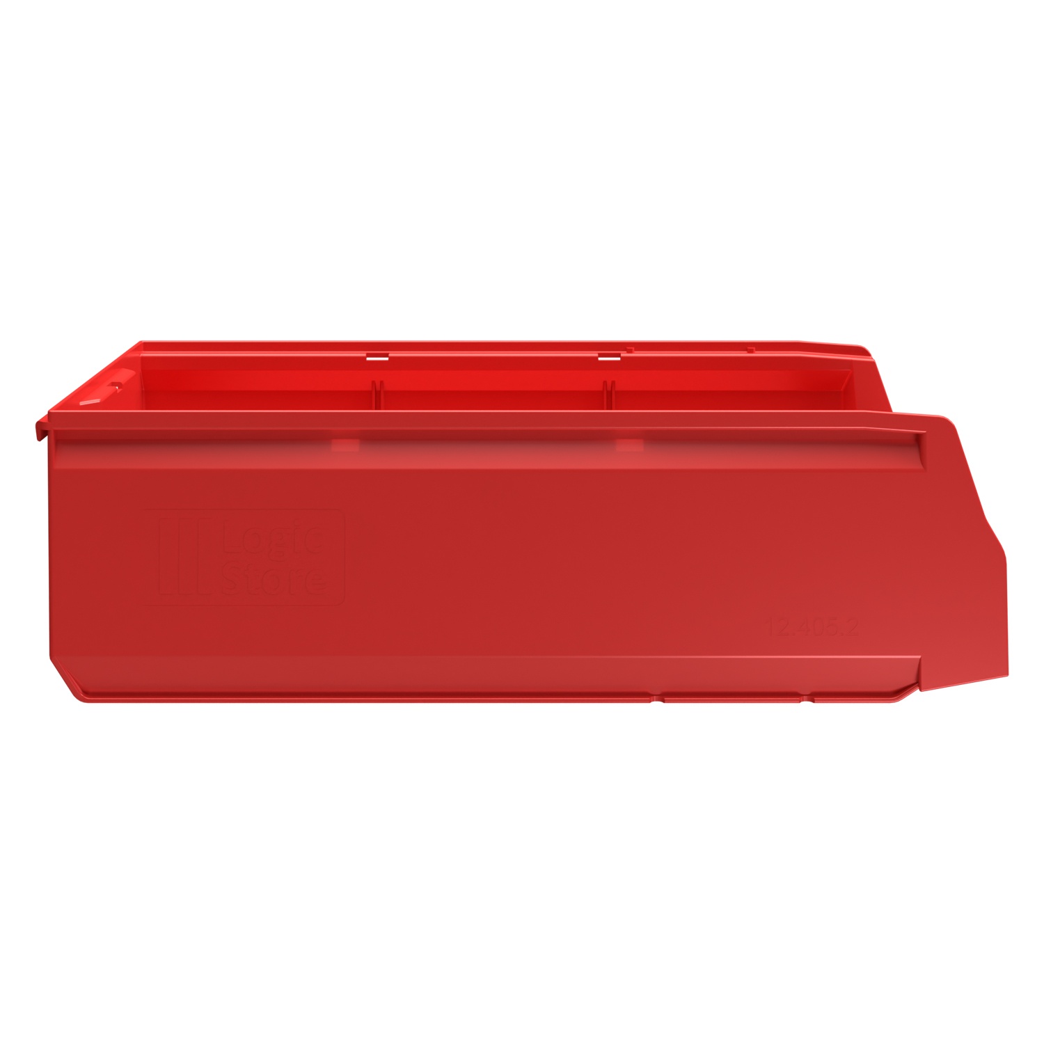 Складской лоток Logic Store 500х225х150 мм iPlast красный с отверстиями для перегородок и наклейкой сбоку