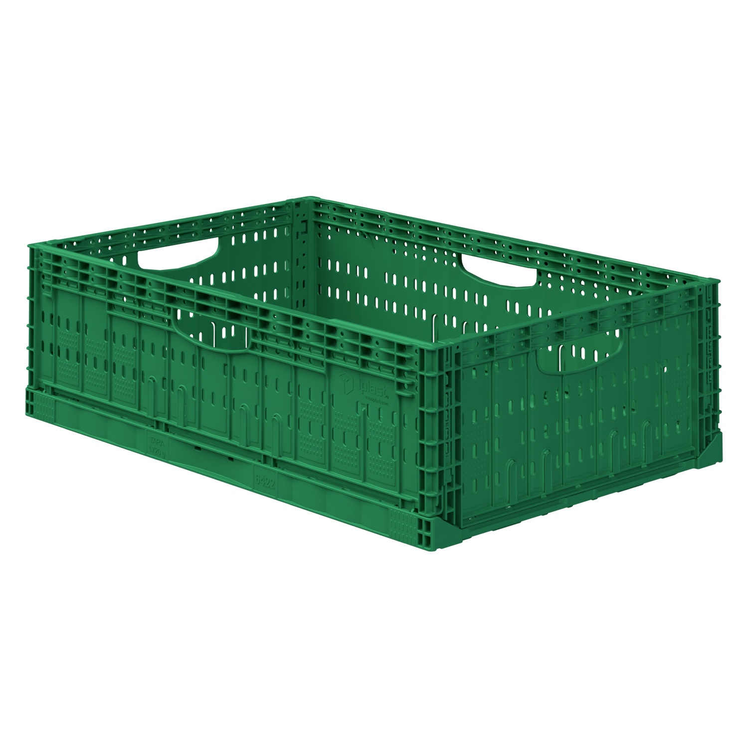 Складной ящик FC-6418 600х400х180 мм iPlast зелёный перфорированный
