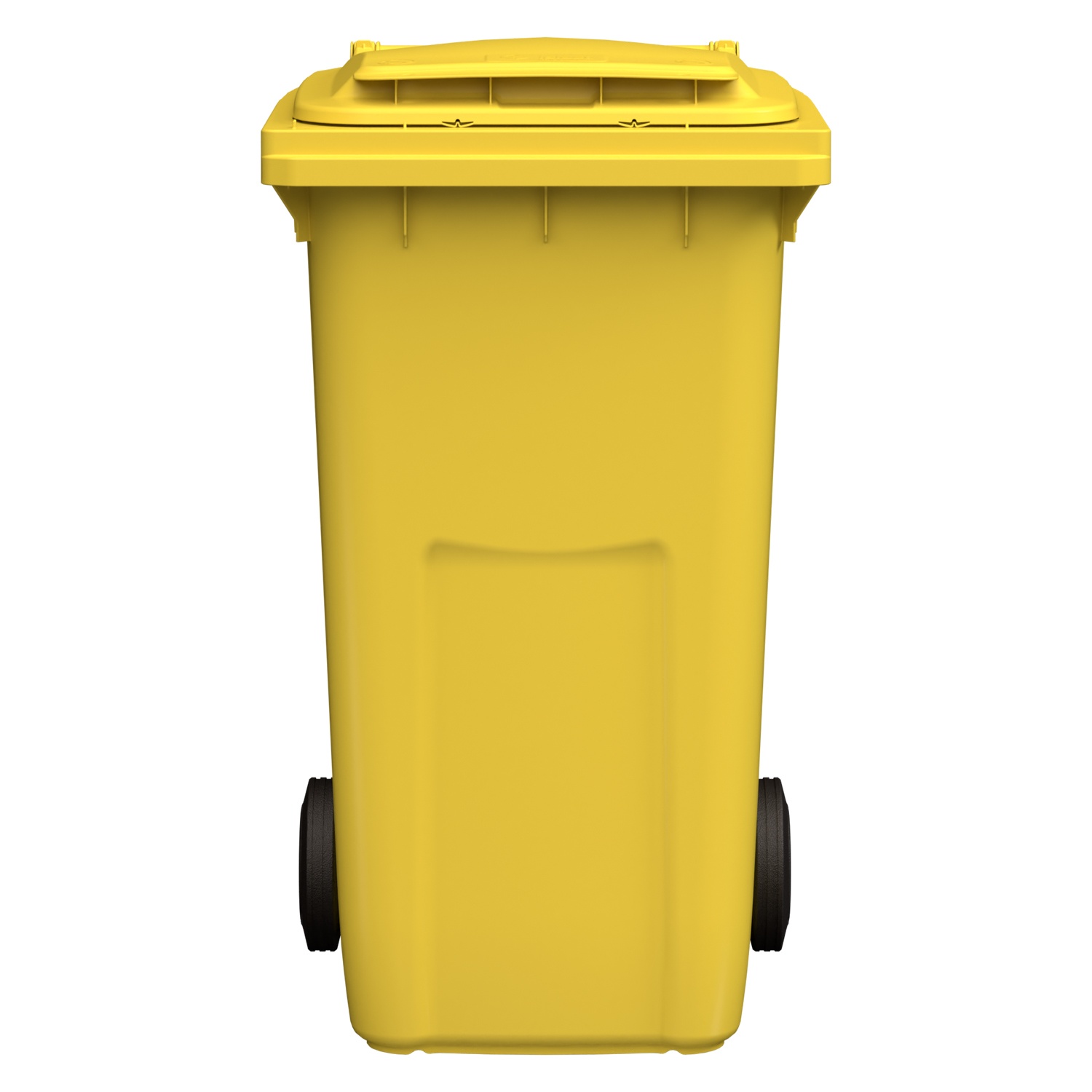 Мусорный контейнер 240 л iPlast жёлтый 2-колёсный (д. 200 мм) с жёлтой крышкой NEW (20.808)