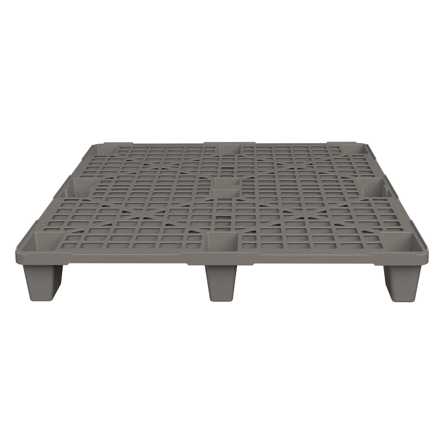 Пластиковый паллет 1200x1000x135 мм iPlast серый перфорированный на ножках с бортиком Пластиковый паллет 1200x1000x135 мм iPlast серый перфорированный на ножках с бортиком