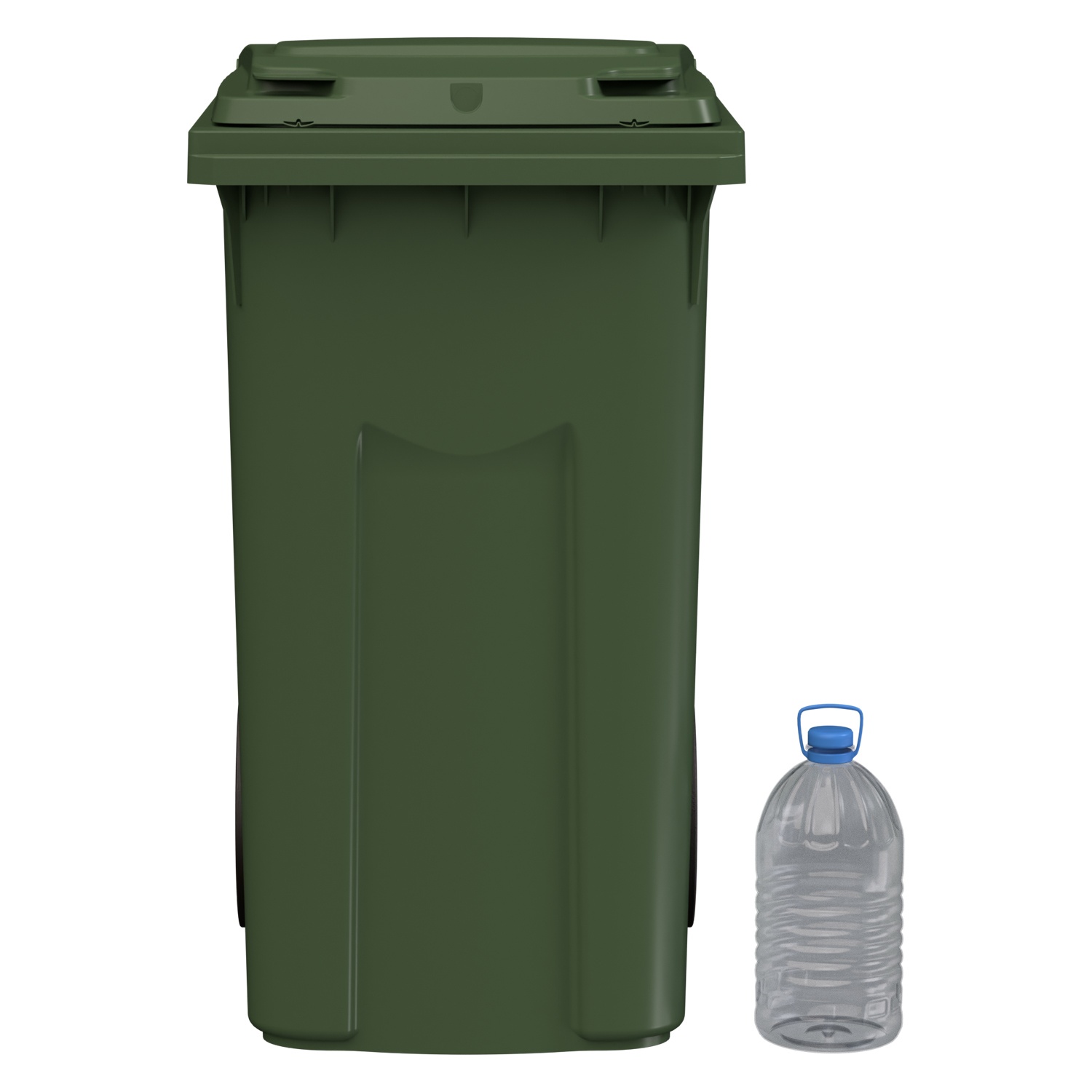 Мусорный контейнер 360 л iPlast зелёный 2-колёсный (д. 300 мм) с зелёной крышкой