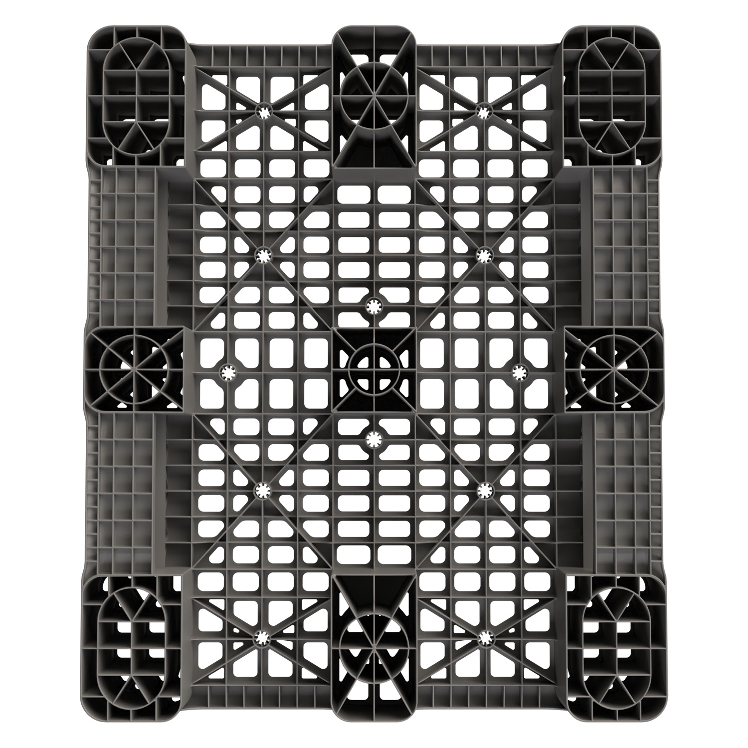 Пластиковый паллет 1200x1000x150 мм iPlast серый перфорированный на 2 полозьях с бортиком