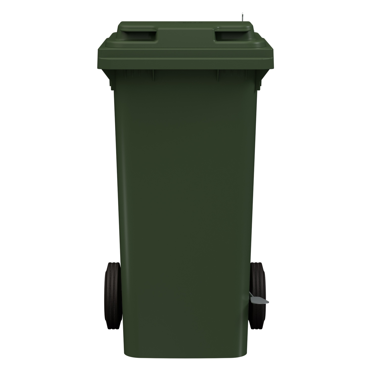 Мусорный контейнер 120 л iPlast зелёный 2-колёсный с зелёной крышкой и педалью открывания Мусорный контейнер 120 л iPlast зелёный 2-колёсный с зелёной крышкой и педалью открывания