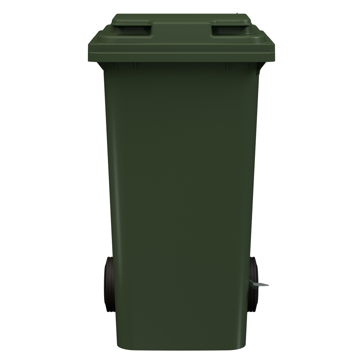 Мусорный контейнер 240 л iPlast зелёный 2-колёсный с зелёной полипропиленовой крышкой и педалью открывания