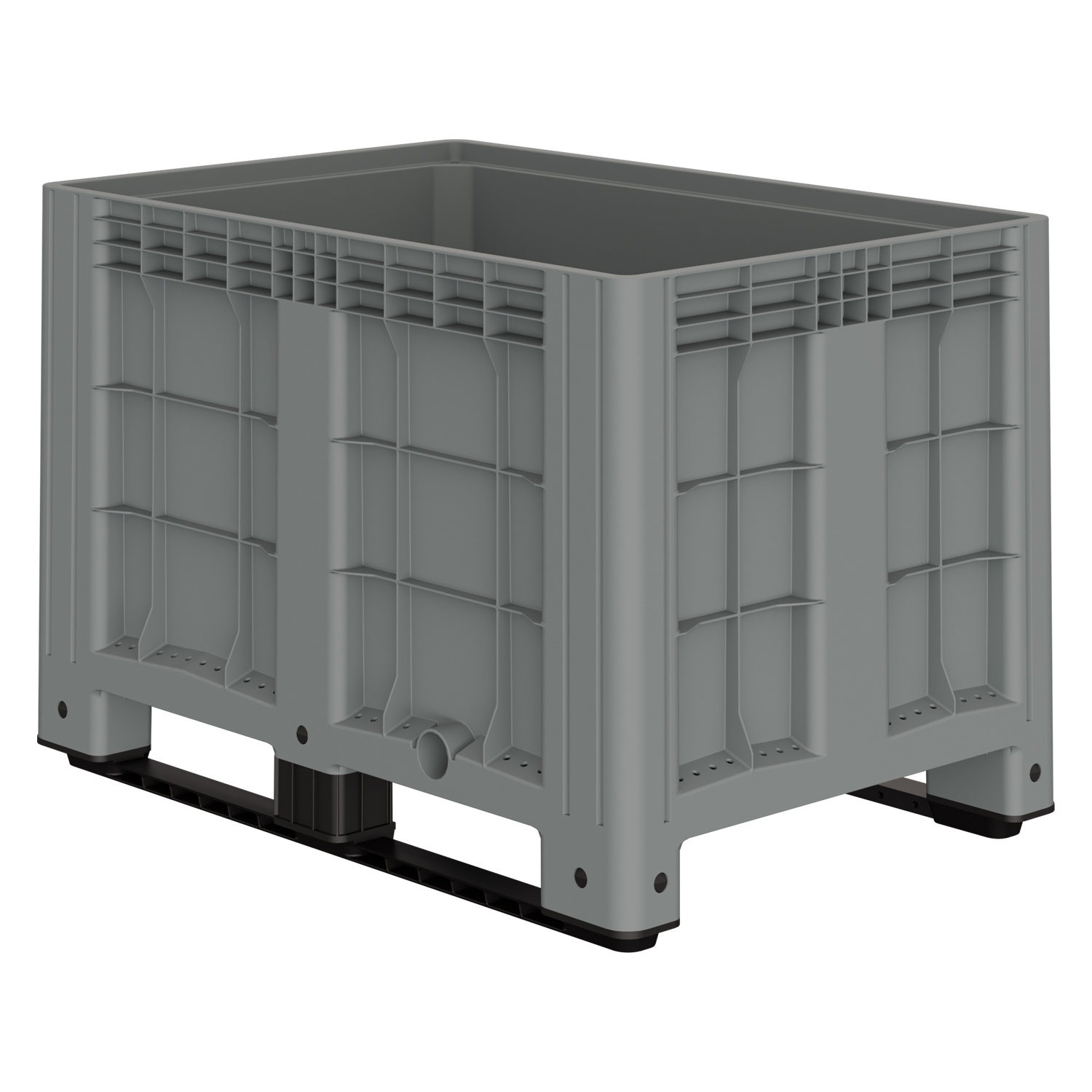 Большой контейнер 1200x800x800 мм iPlast iBOX светло-серый со сплошными стенками и дном, на полозьях