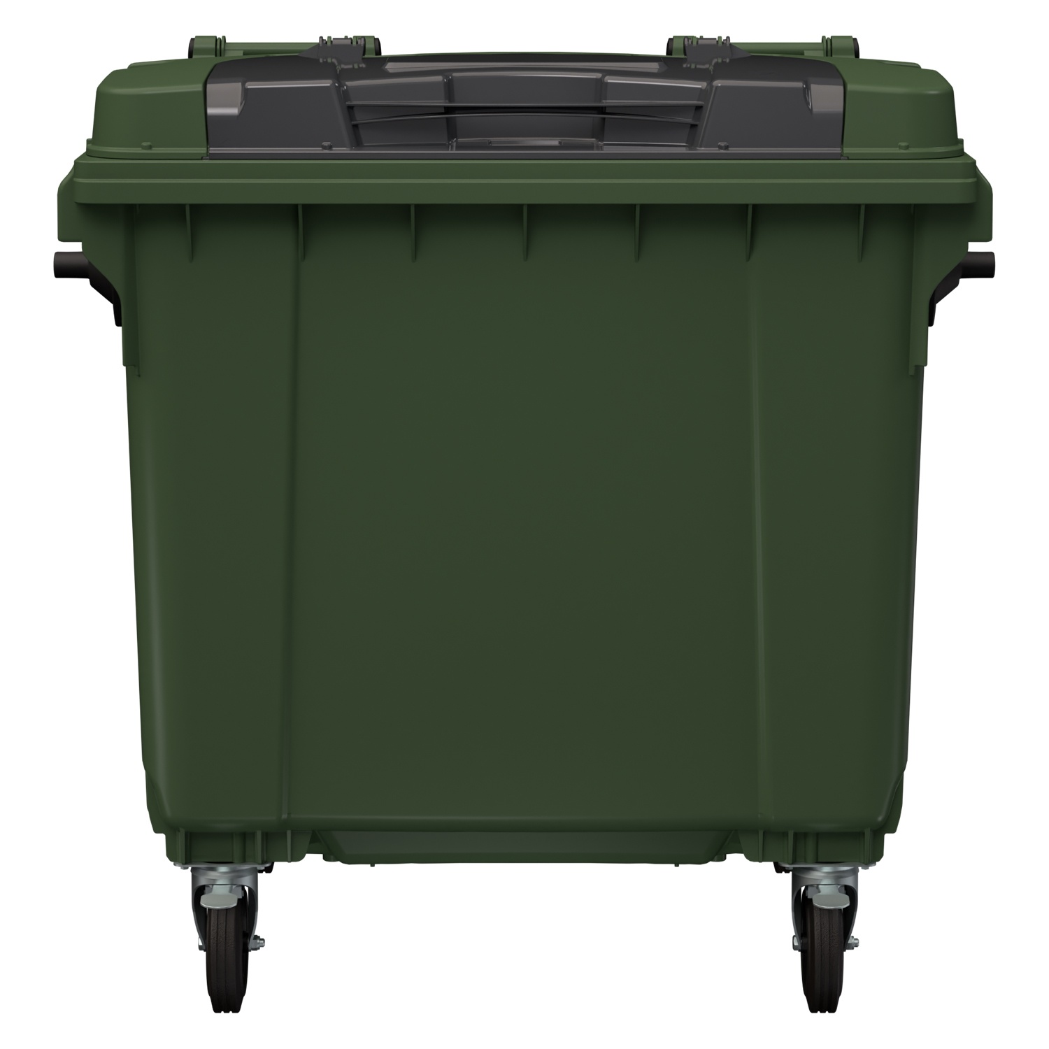 Мусорный контейнер 1100 л iPlast зелёный 4-колёсный с зелёной крышкой и тёмно-серой крышкой TwinLid Мусорный контейнер 1100 л iPlast зелёный 4-колёсный с зелёной крышкой и тёмно-серой крышкой TwinLid