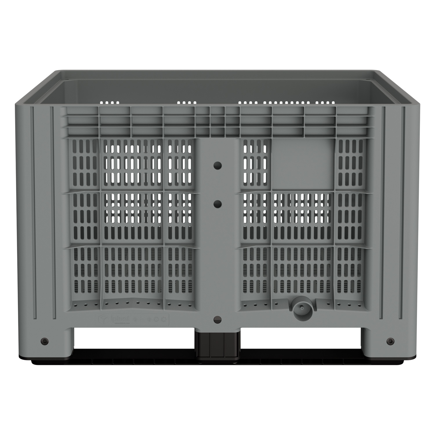 Большой контейнер 1200x800x800 мм iPlast iBOX светло-серый c перфорированными стенками и дном, на полозьях Большой контейнер 1200x800x800 мм iPlast iBOX светло-серый c перфорированными стенками и дном, на полозьях