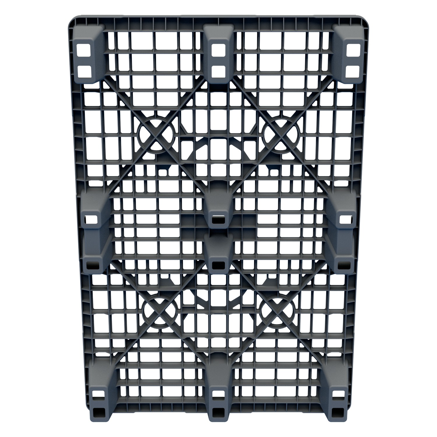 Пластиковый паллет 1200x800x140 мм iPlast серый перфорированный на ножках с бортиком