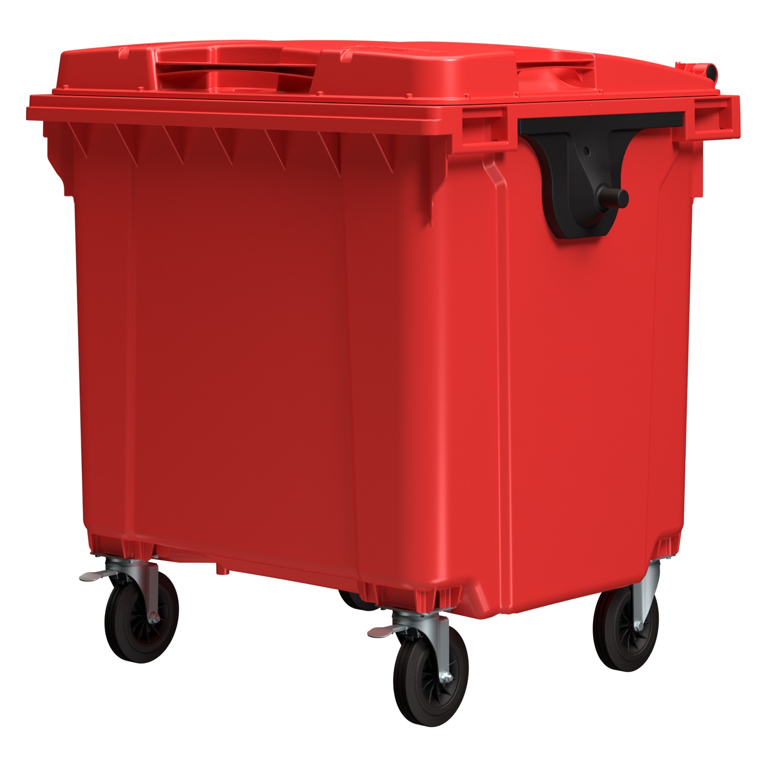 Мусорный контейнер 1100 л iPlast красный 4-колёсный с красной крышкой N1 (20.807.1)